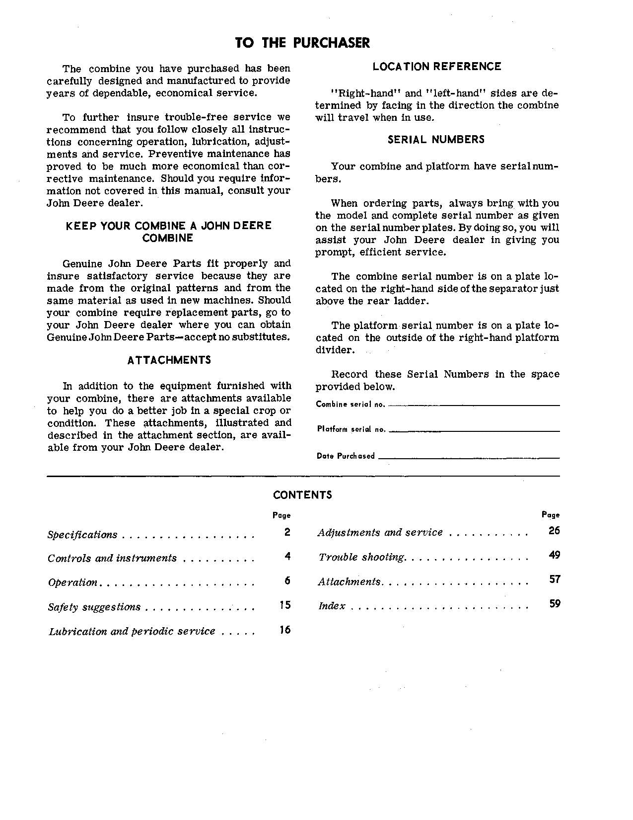 JOHN DEERE 96 MÄHDRESCHER-BETRIEBSHANDBUCH