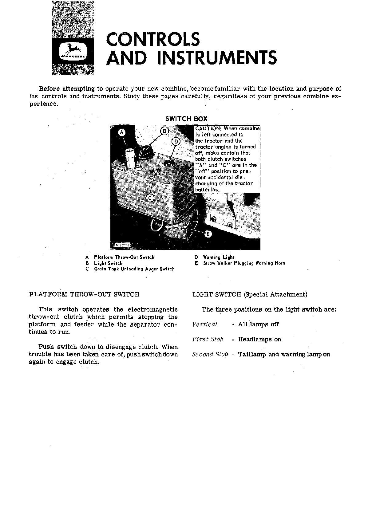 JOHN DEERE 96 MÄHDRESCHER-BETRIEBSHANDBUCH