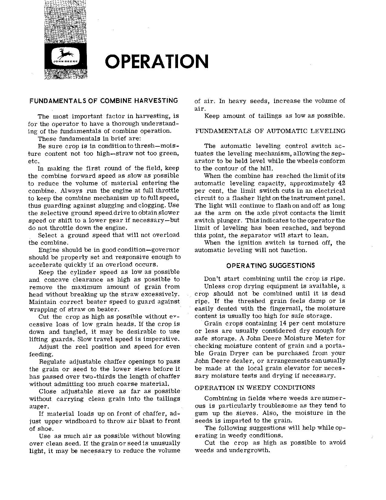 JOHN DEERE 95H MÄHDRESCHER-BETRIEBSHANDBUCH Nr. 3