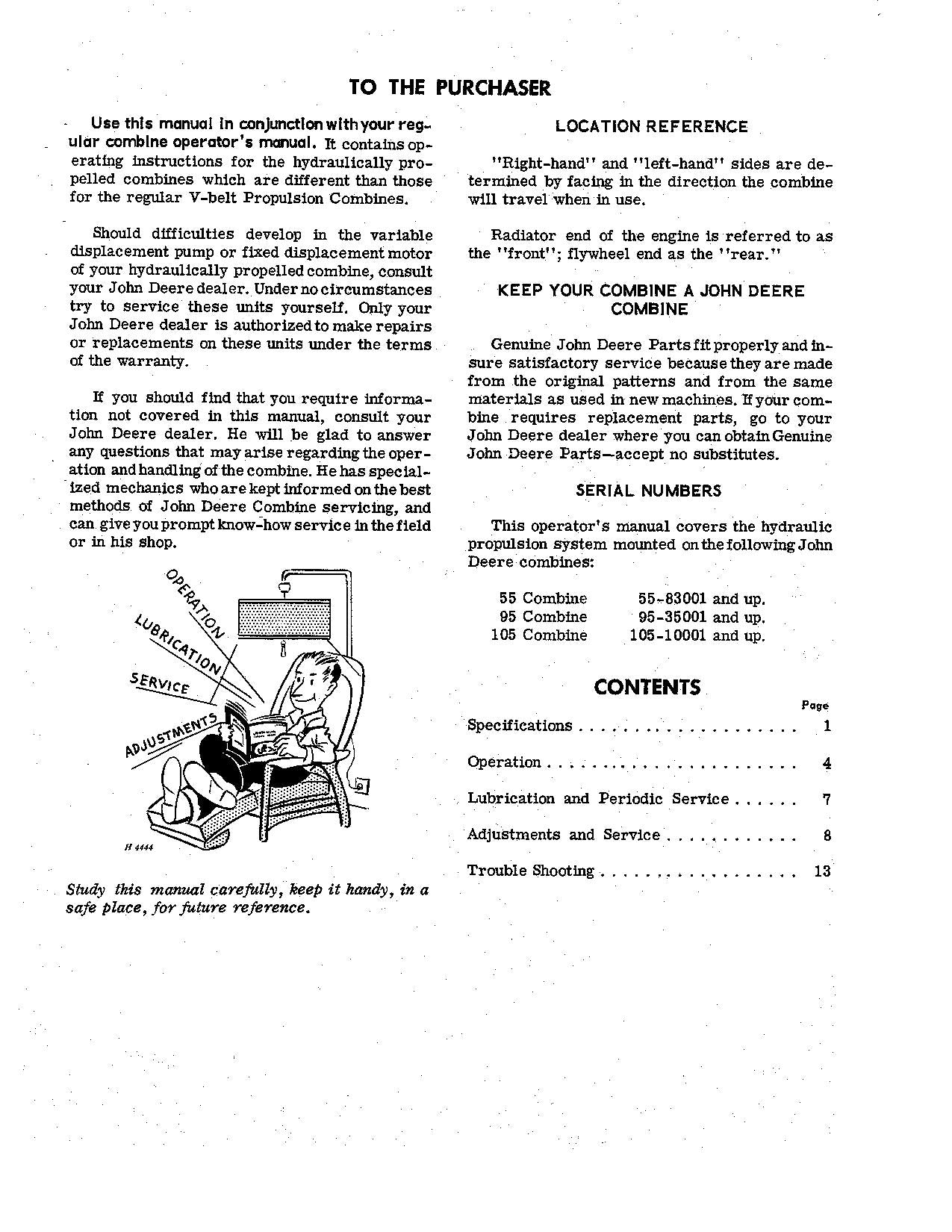 JOHN DEERE 55 COMBINE OPERATOR MANUAL #3