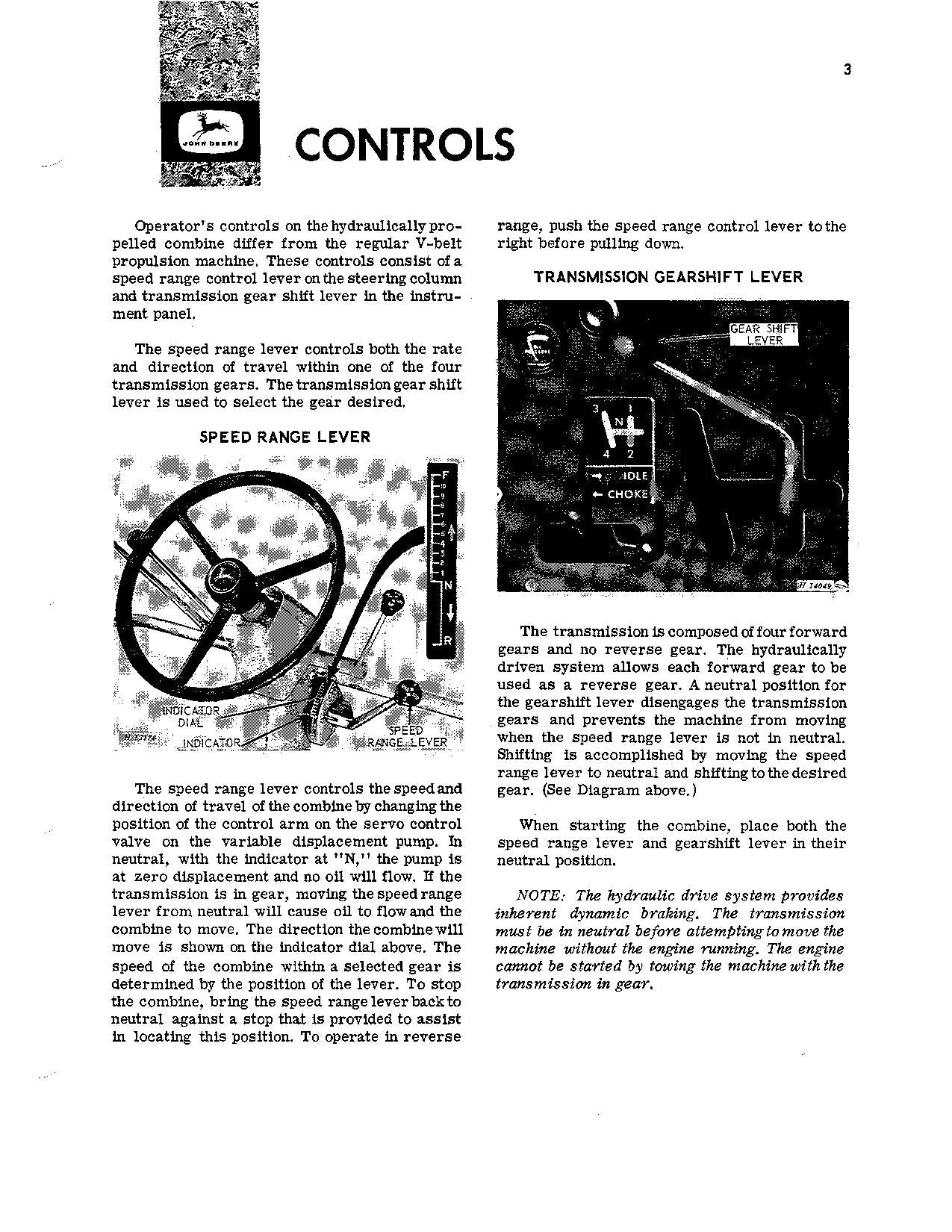 JOHN DEERE 55 MÄHDRESCHER-BETRIEBSHANDBUCH NR. 3