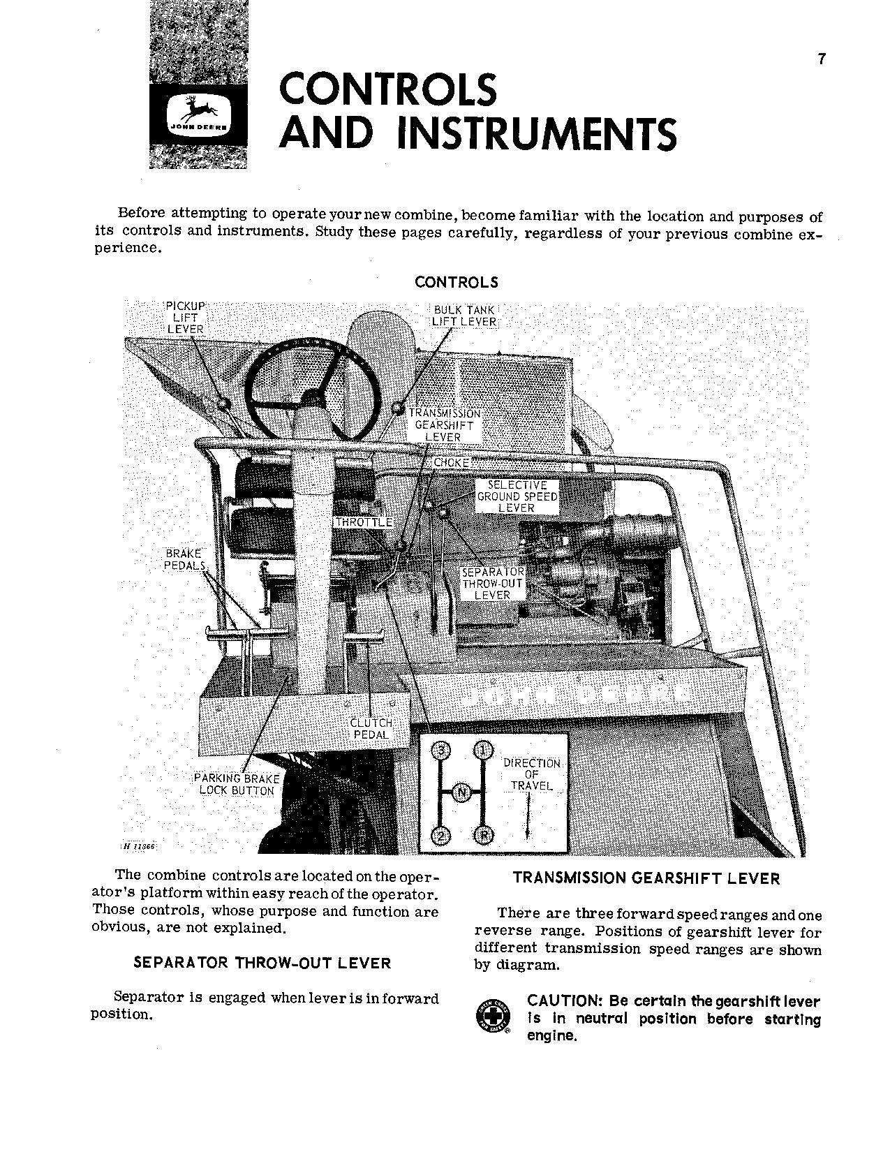 JOHN DEERE 111 MÄHDRESCHER-BETRIEBSHANDBUCH