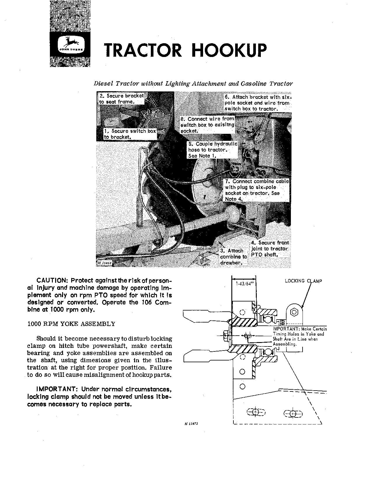 JOHN DEERE 106 COMBINE OPERATOR MANUAL #2