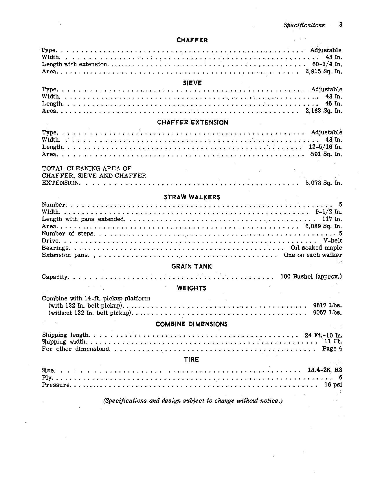 JOHN DEERE 106 COMBINE OPERATOR MANUAL #2