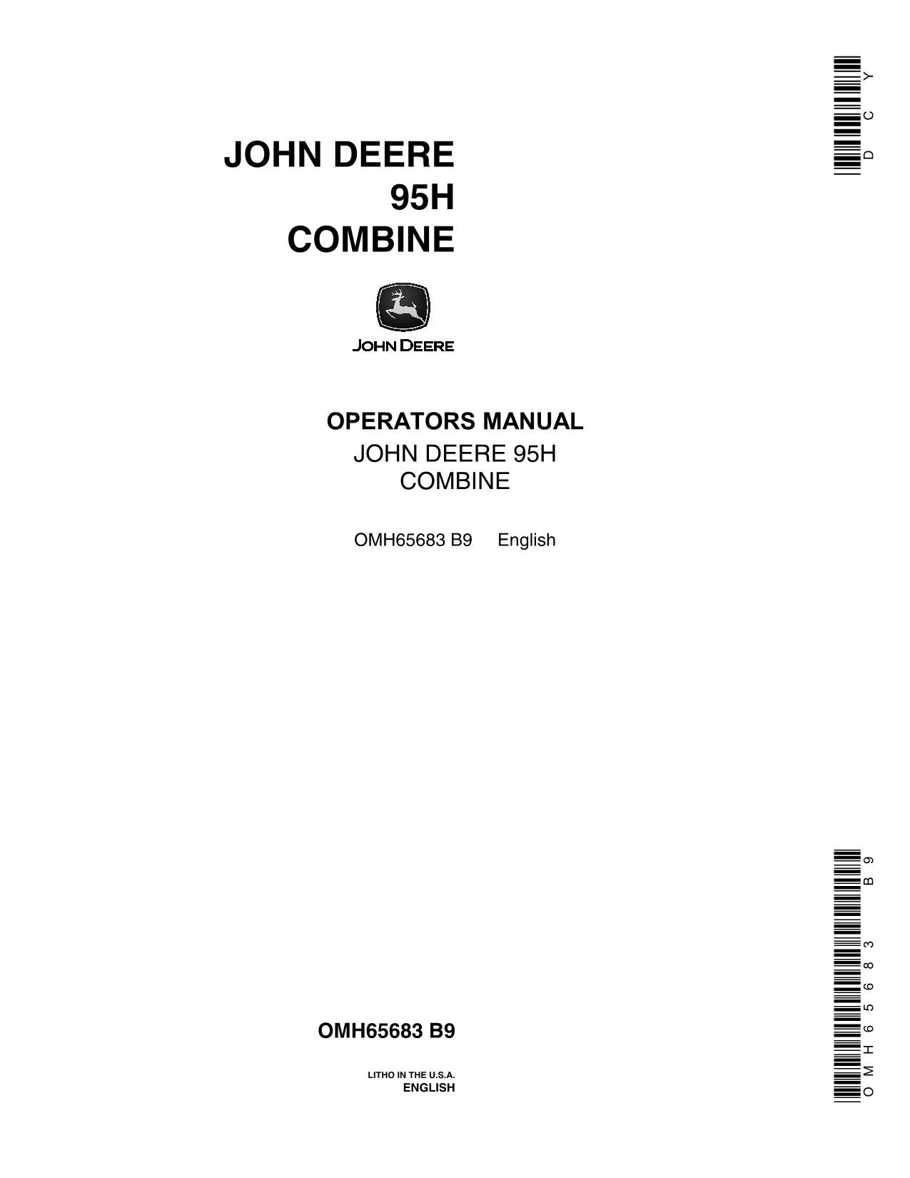 JOHN DEERE 95H COMBINE OPERATOR MANUAL #5