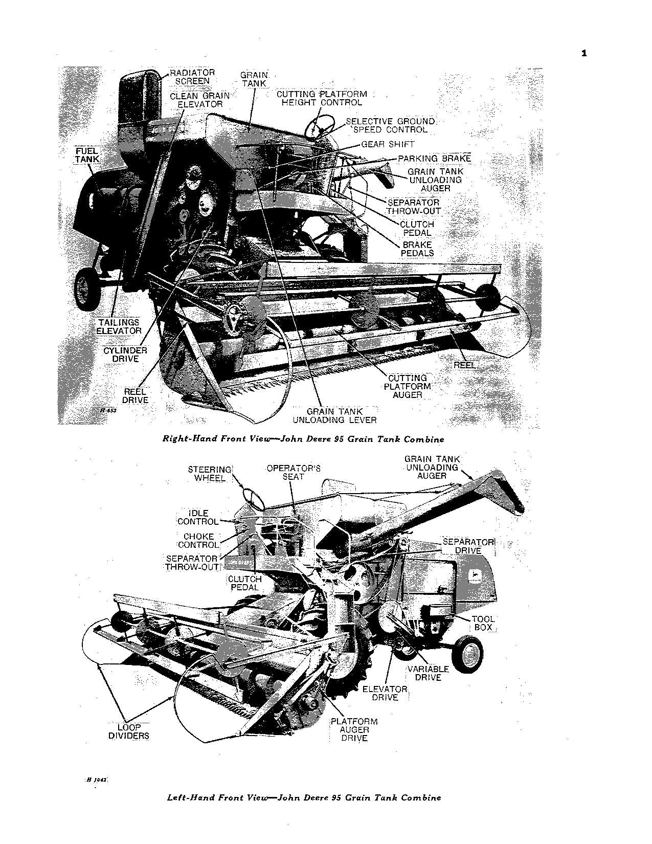 JOHN DEERE 95 COMBINE OPERATOR MANUAL #1