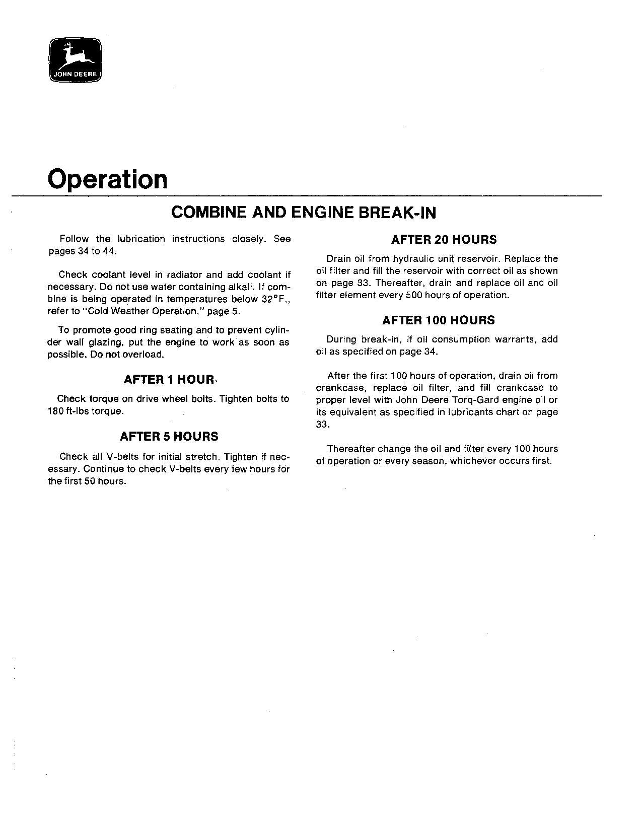 JOHN DEERE 3300 COMBINE OPERATOR MANUAL #2