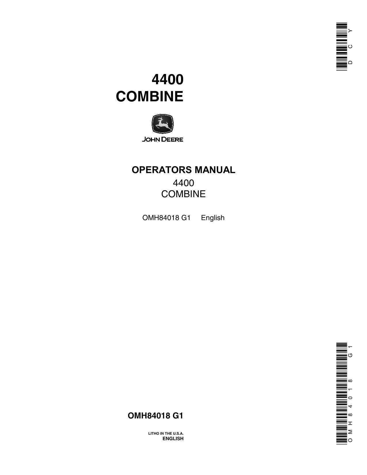 MANUEL D'UTILISATION DE LA MOISSONNEUSE-BATTEUSE JOHN DEERE 4400 #2