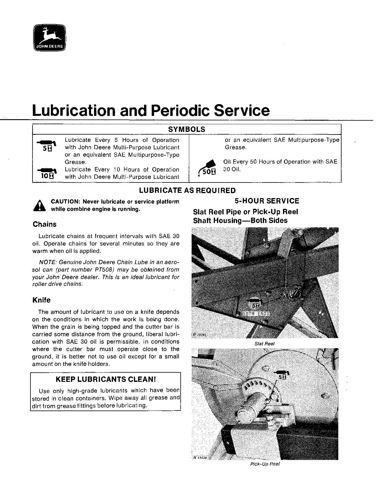 JOHN DEERE QUIK-TATCH MÄHDRESCHER-BETRIEBSHANDBUCH Nr. 1