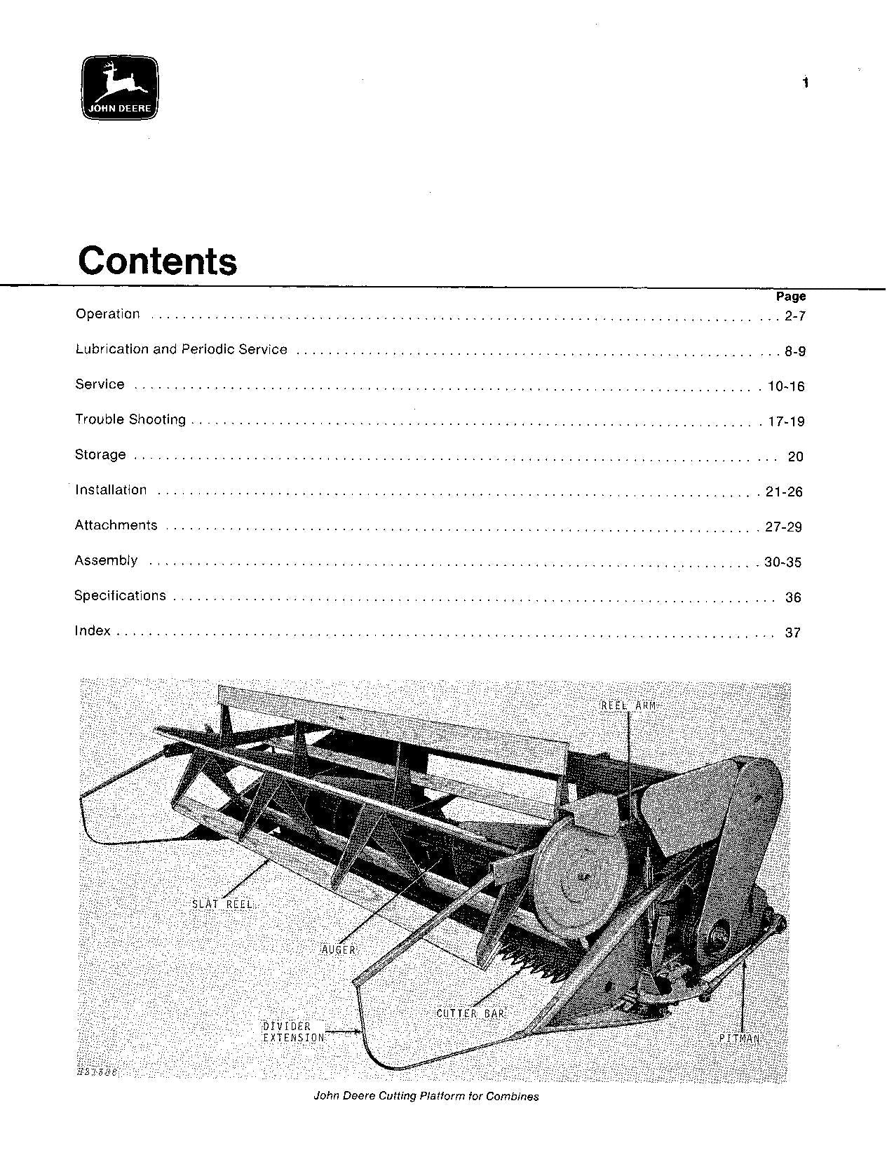 JOHN DEERE QUIK-TATCH MÄHDRESCHER-BETRIEBSHANDBUCH Nr. 1