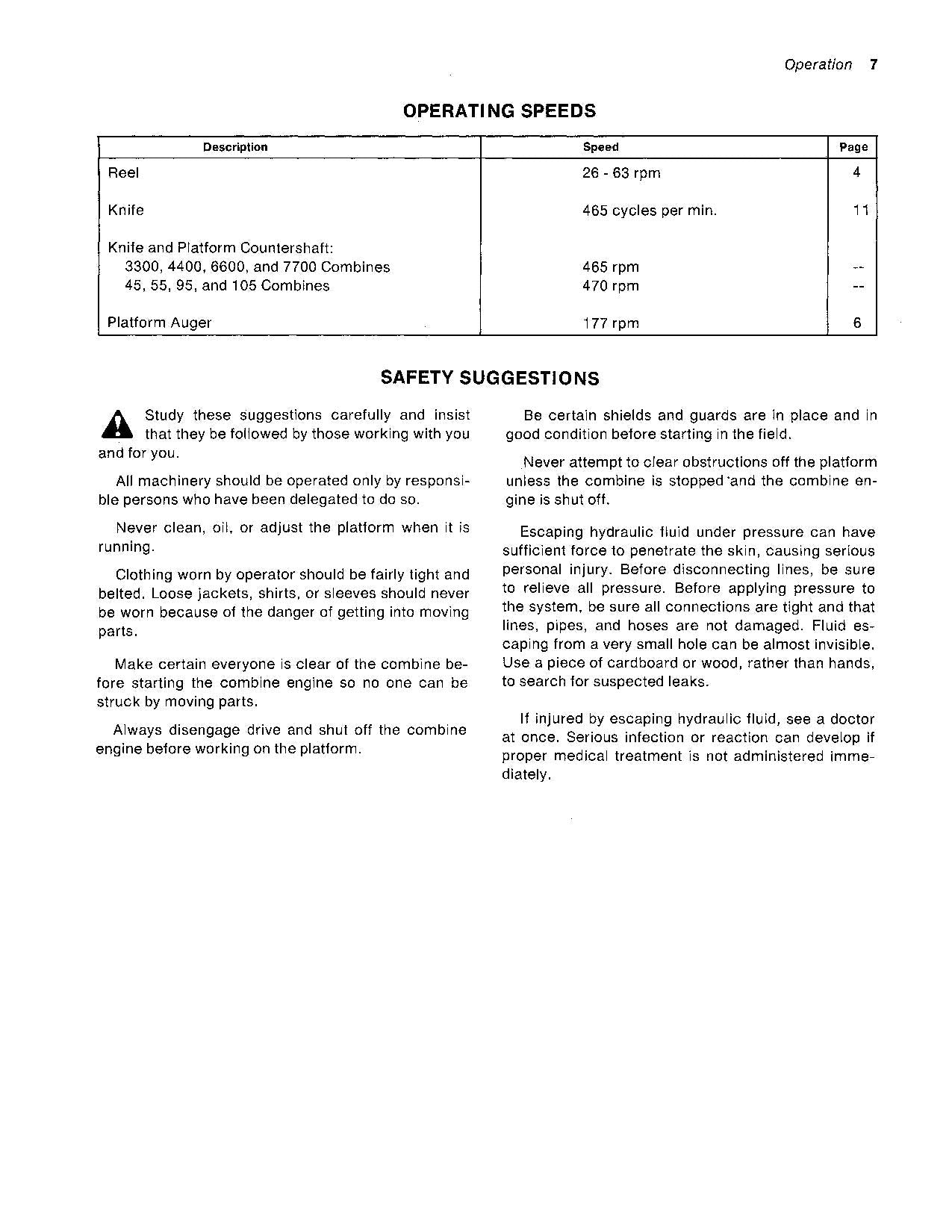 JOHN DEERE QUIK-TATCH MÄHDRESCHER-BETRIEBSHANDBUCH Nr. 1