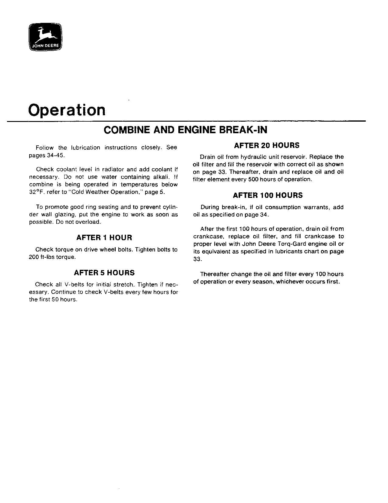 JOHN DEERE 4400 MÄHDRESCHER-BETRIEBSHANDBUCH NR. 3