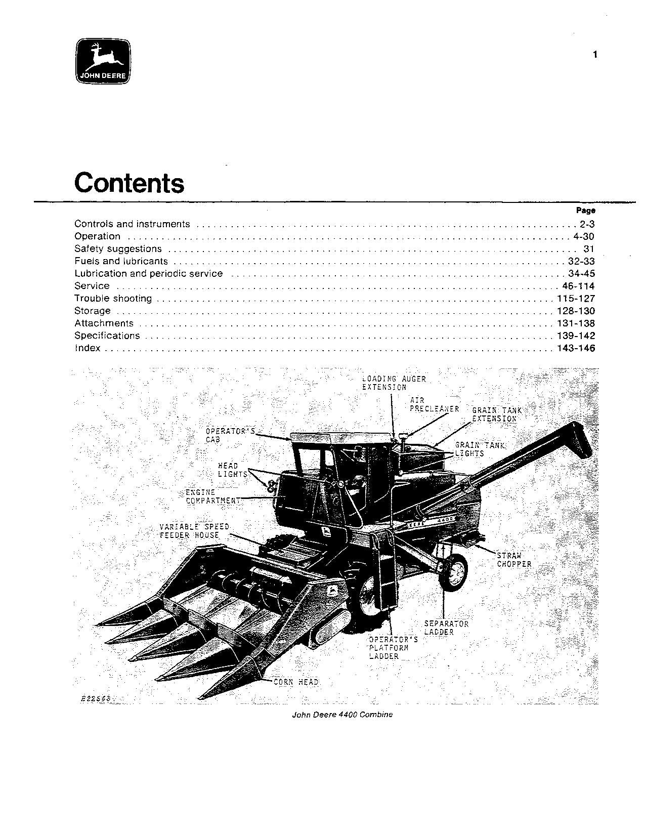 MANUEL D'UTILISATION DE LA MOISSONNEUSE-BATTEUSE JOHN DEERE 4400 #3