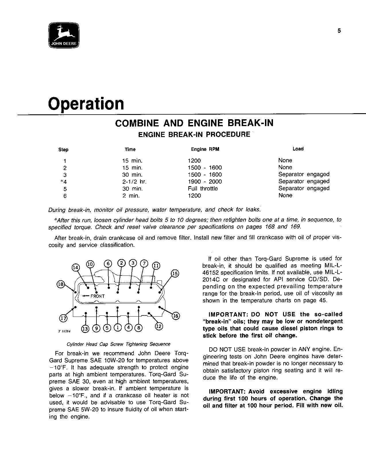 JOHN DEERE 3300 MÄHDRESCHER-BETRIEBSHANDBUCH NR. 3