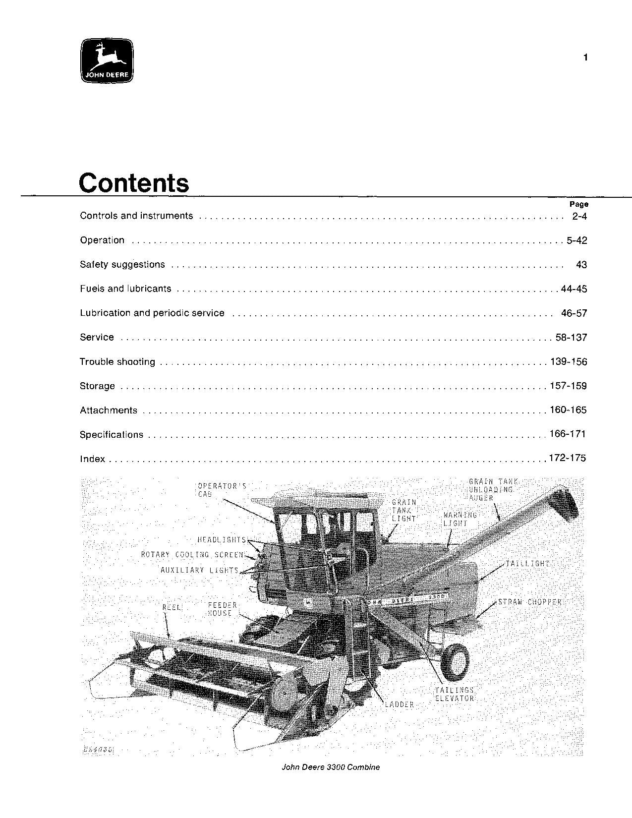 JOHN DEERE 3300 COMBINE OPERATOR MANUAL #3