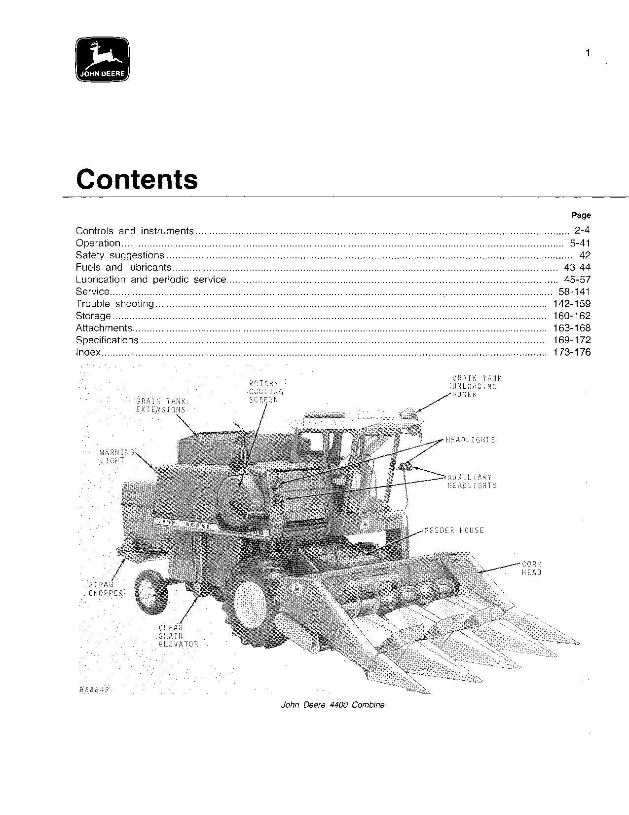 JOHN DEERE 4400 COMBINE OPERATOR MANUAL #4