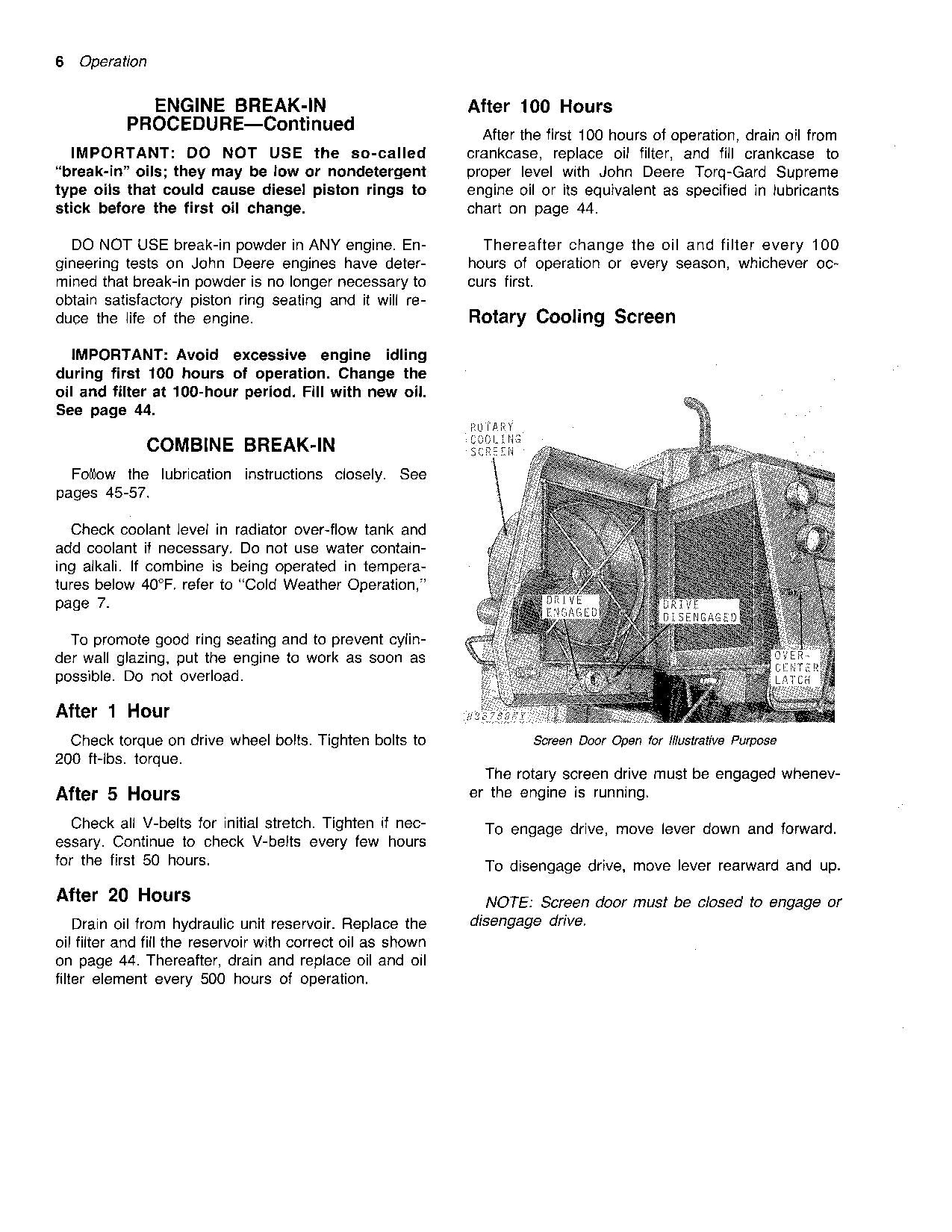 JOHN DEERE 4400 MÄHDRESCHER-BETRIEBSHANDBUCH NR. 4