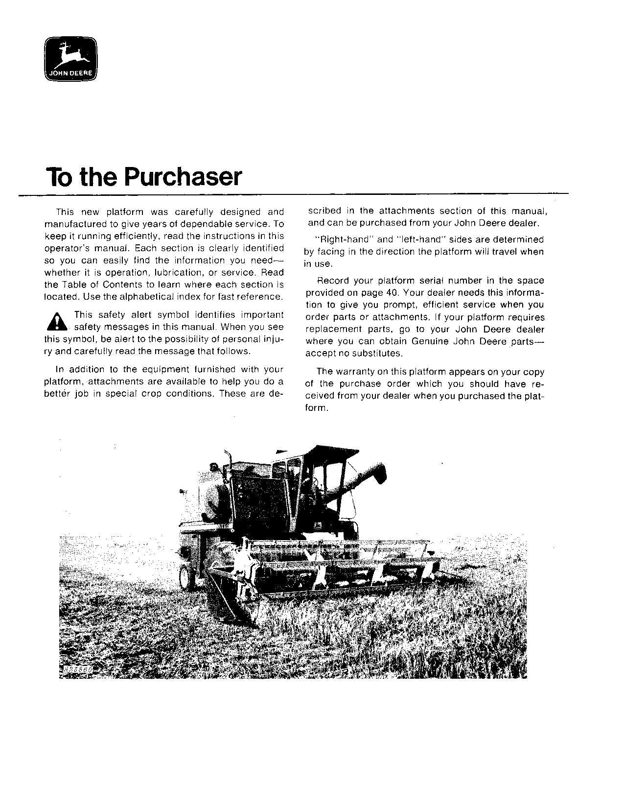 JOHN DEERE QUIK-TATCH MÄHDRESCHER-BETRIEBSHANDBUCH Nr. 2