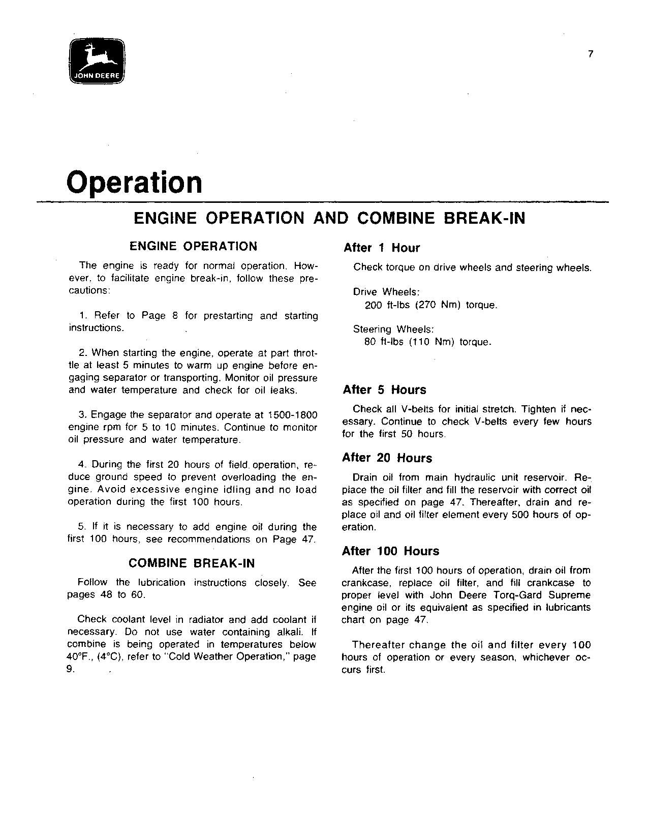 JOHN DEERE 4400 COMBINE OPERATOR MANUAL #5