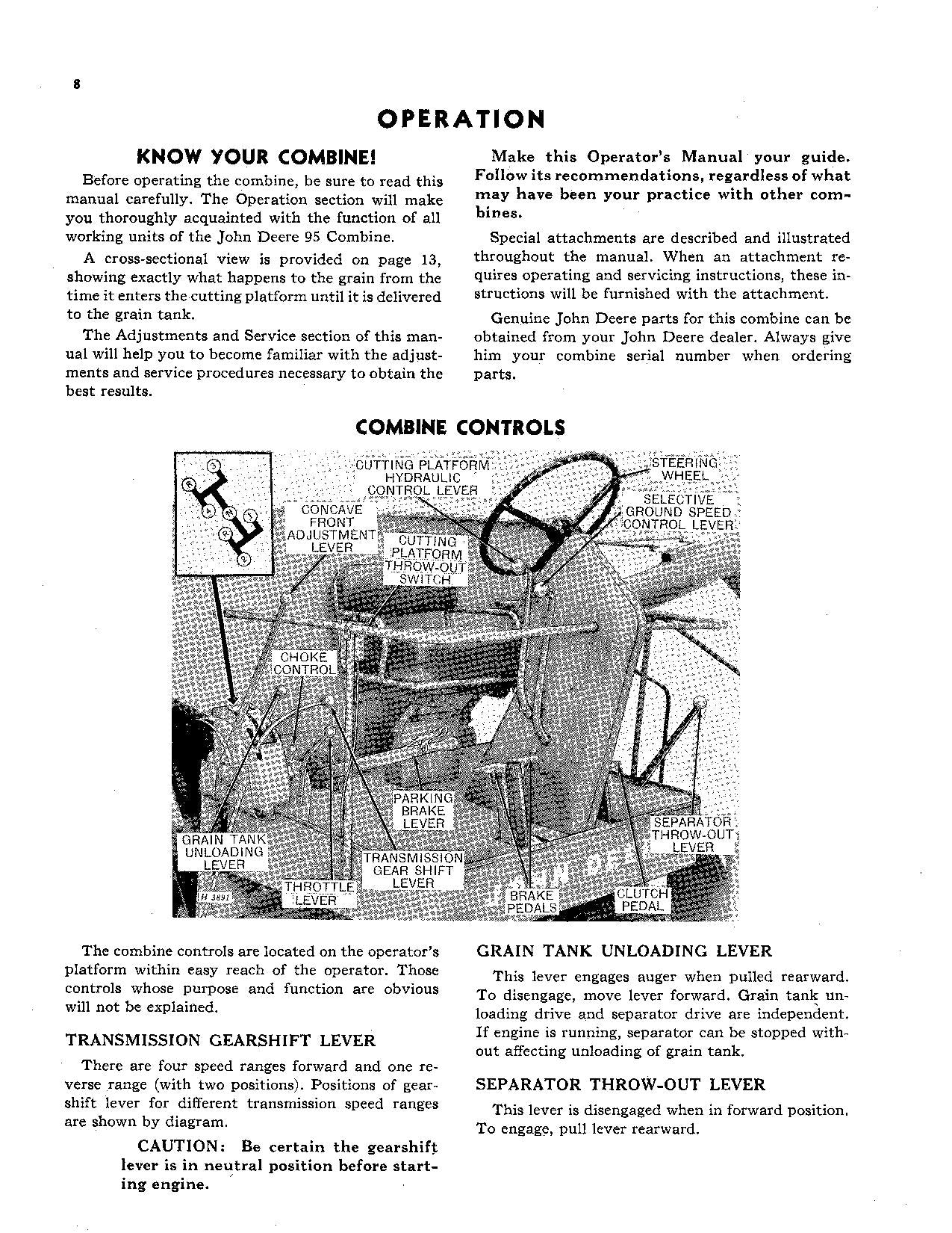 JOHN DEERE 95 MÄHDRESCHER-BETRIEBSHANDBUCH NR. 2