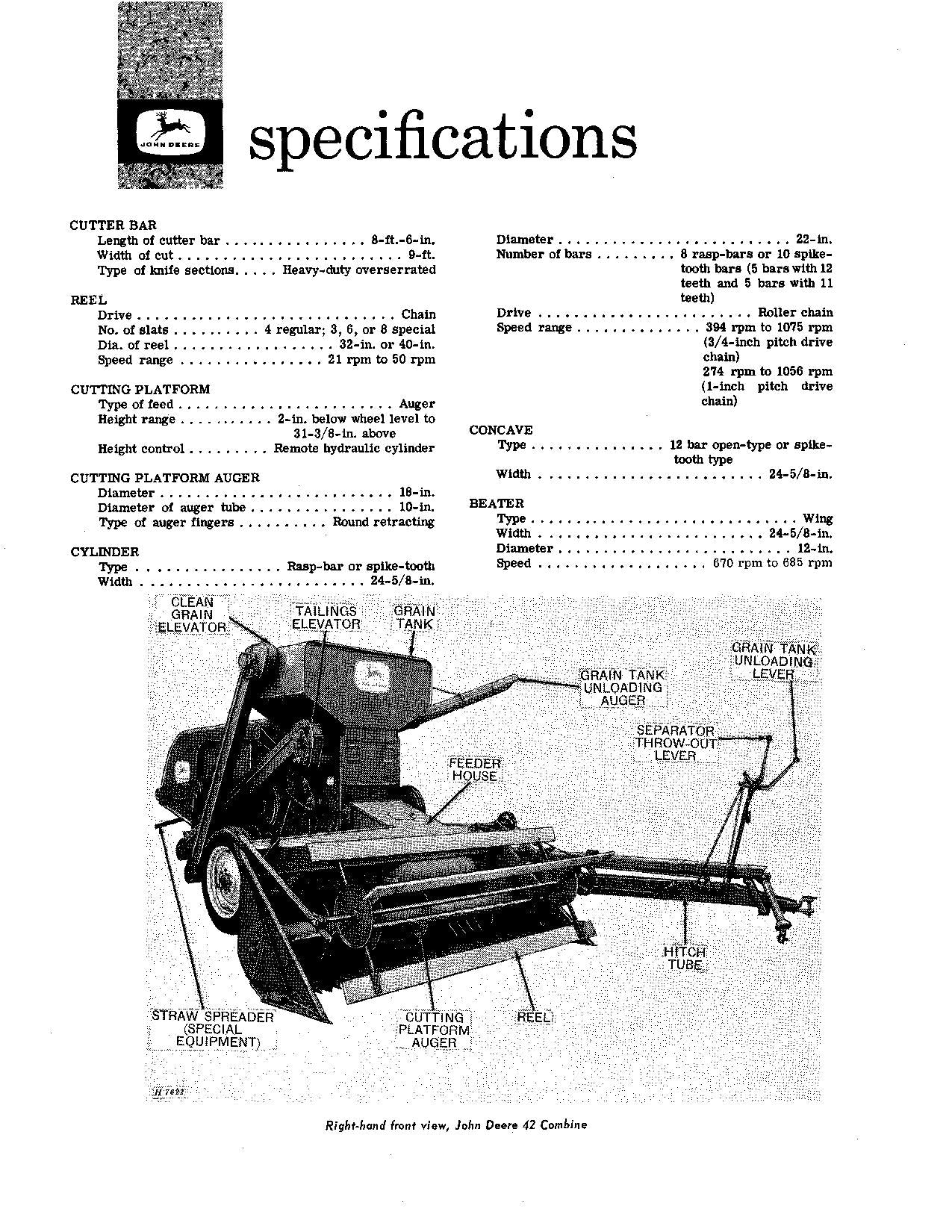 JOHN DEERE 42 MÄHDRESCHER BEDIENUNGSANLEITUNG #1