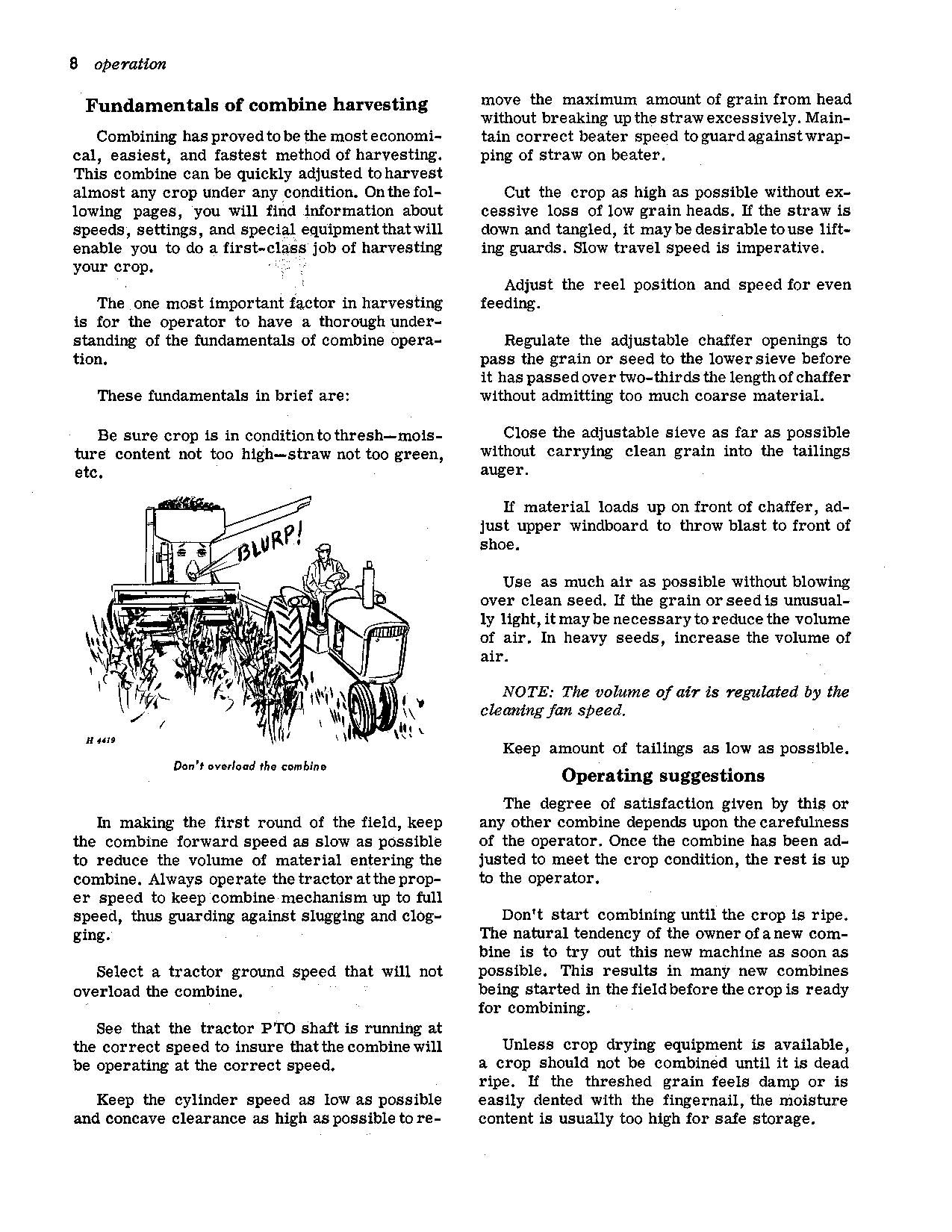 JOHN DEERE 42 COMBINE OPERATOR MANUAL #1