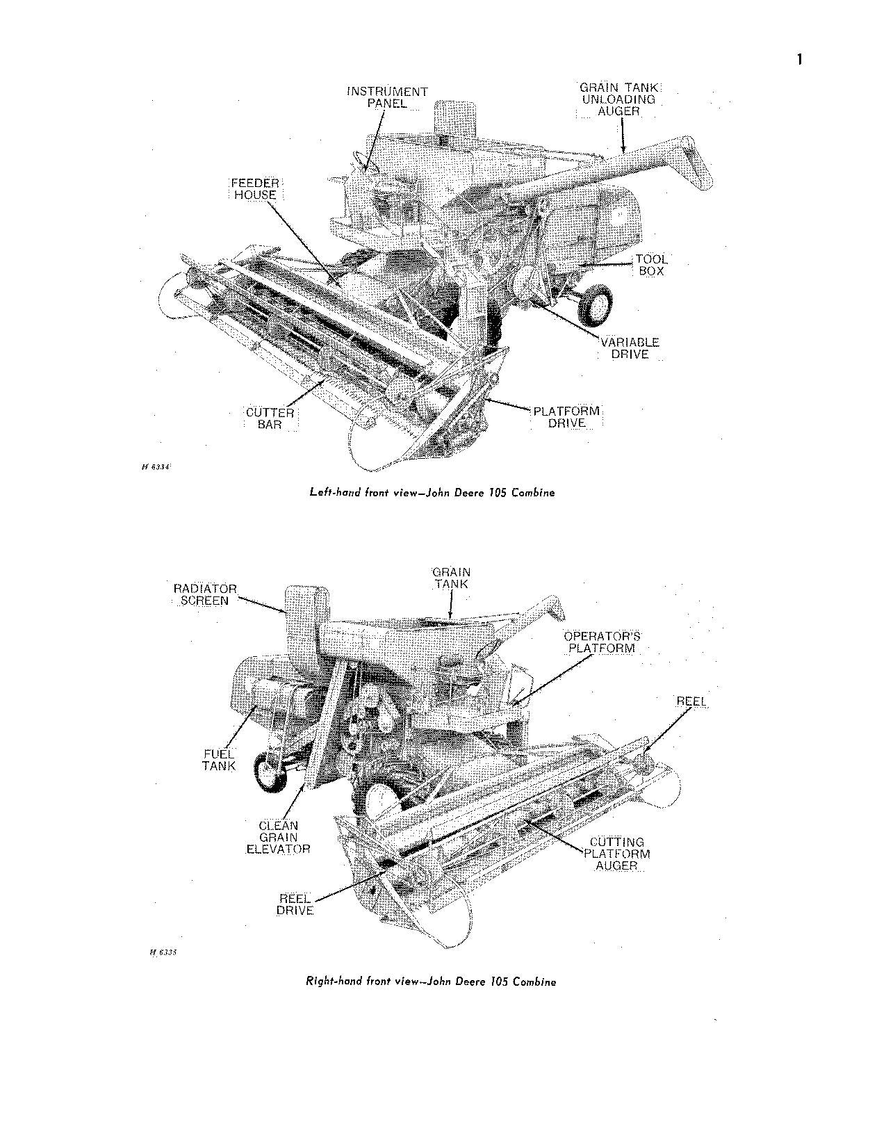 JOHN DEERE 105 MÄHDRESCHER-BETRIEBSHANDBUCH