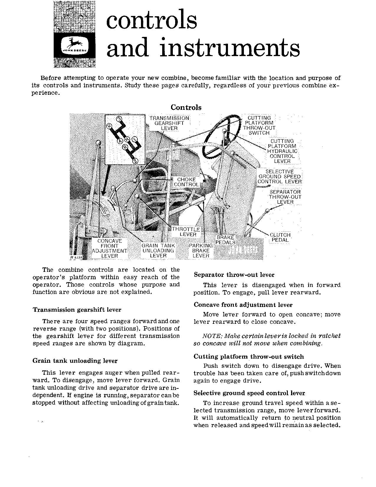 JOHN DEERE 105 MÄHDRESCHER-BETRIEBSHANDBUCH