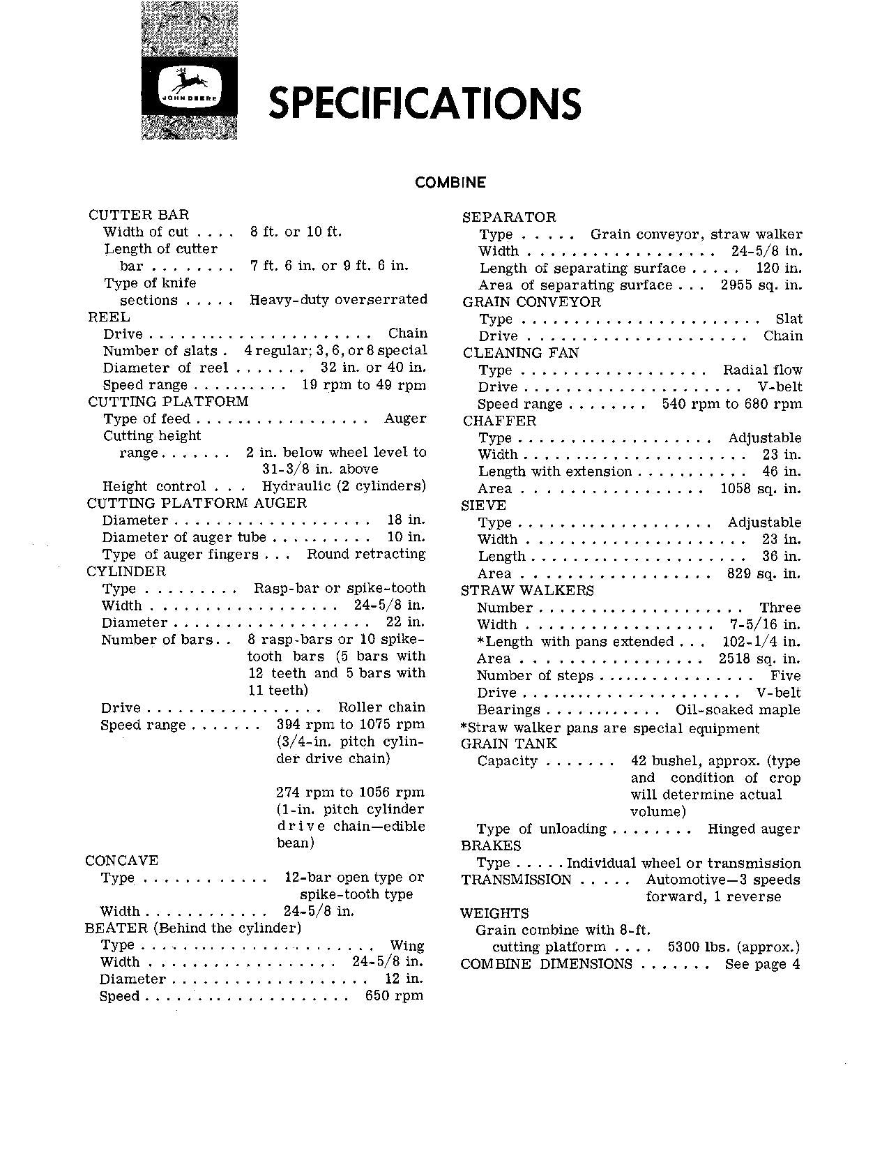 JOHN DEERE 40 COMBINE OPERATOR MANUAL #1