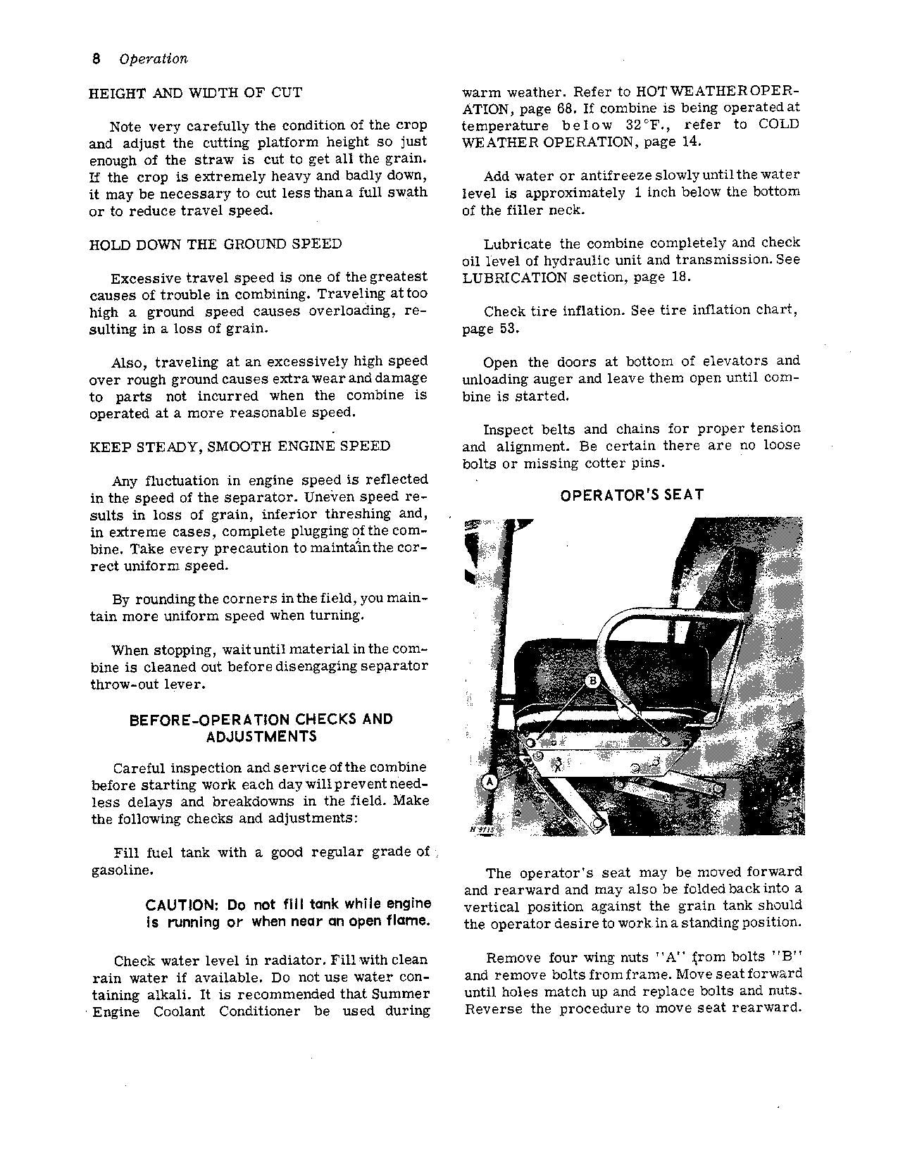 JOHN DEERE 45 MÄHDRESCHER-BETRIEBSHANDBUCH Nr. 8