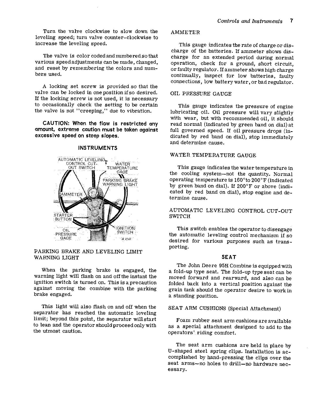 JOHN DEERE 95H MÄHDRESCHER-BETRIEBSHANDBUCH Nr. 7