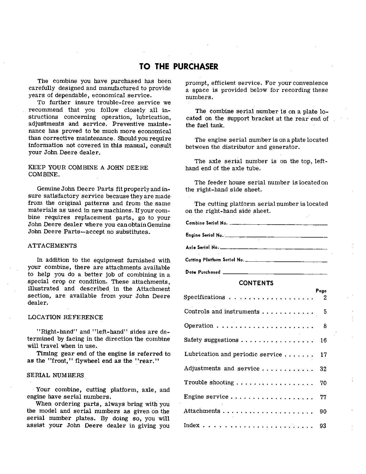 JOHN DEERE 95H MÄHDRESCHER-BETRIEBSHANDBUCH Nr. 7