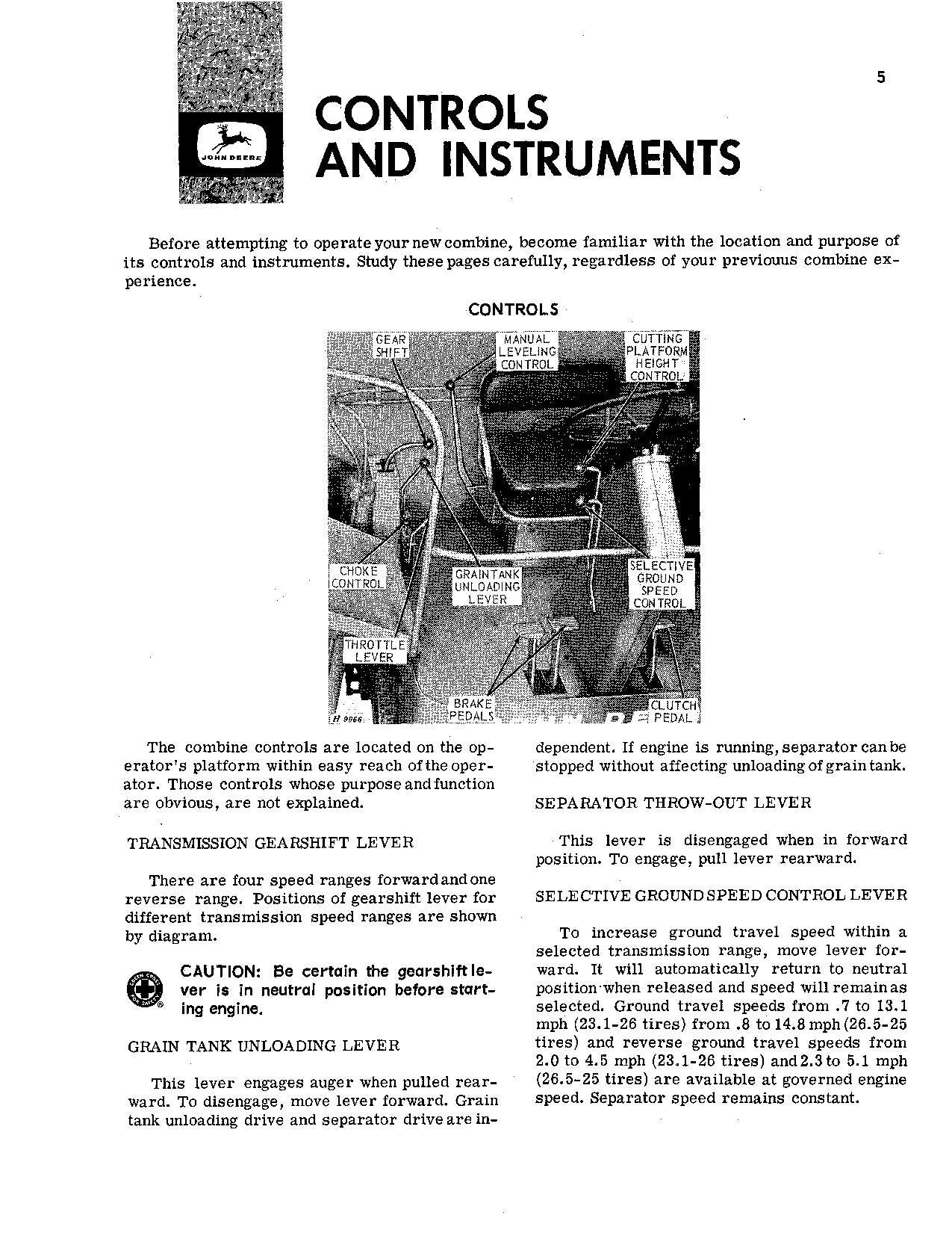 JOHN DEERE 95H MÄHDRESCHER-BETRIEBSHANDBUCH Nr. 7