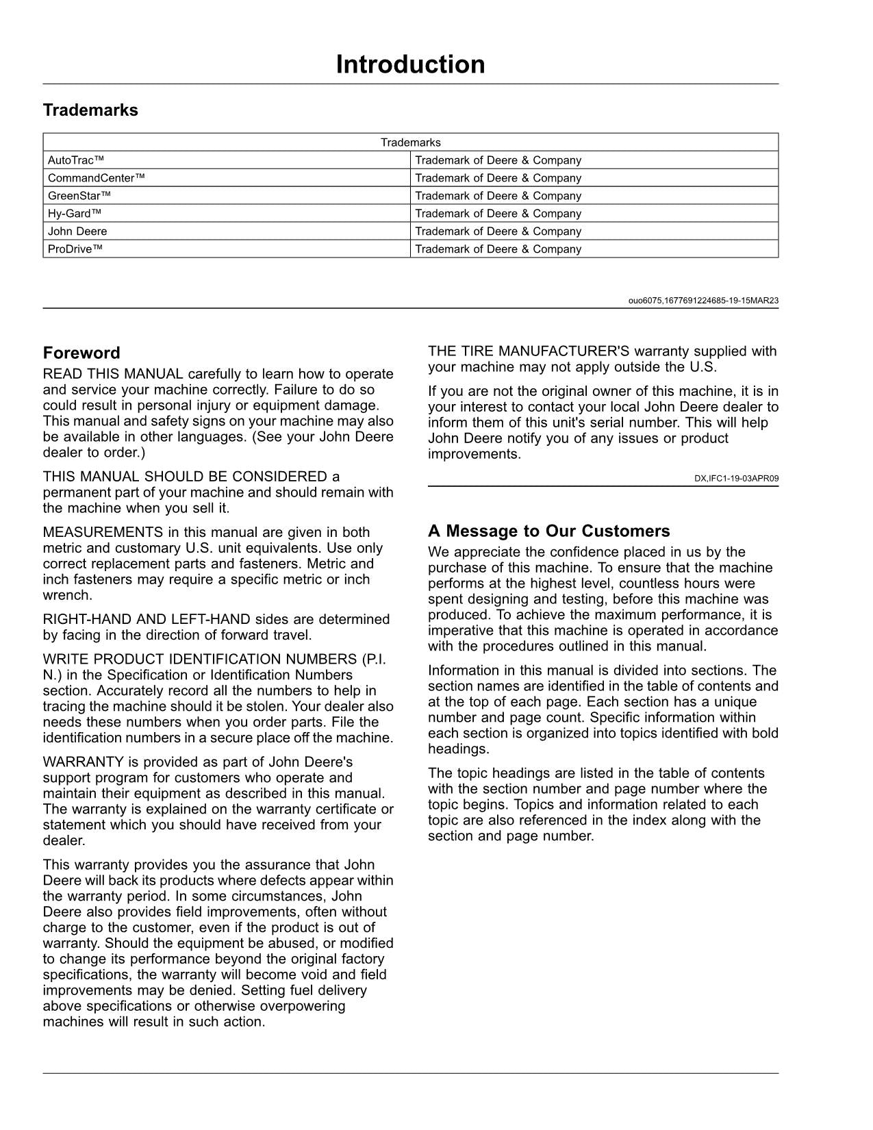 JOHN DEERE S760 S780 S770 S790 MÄHDRESCHER-BETRIEBSHANDBUCH Nr. 3