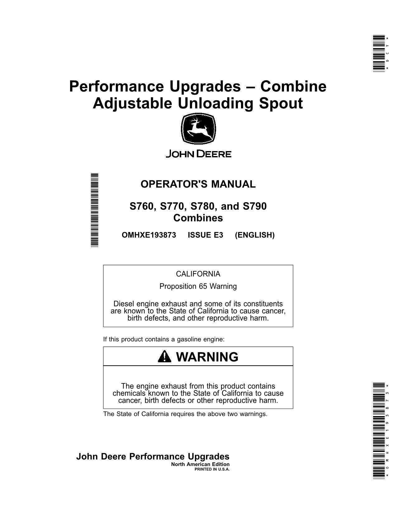 JOHN DEERE S760 S780 S770 S790 COMBINE OPERATOR MANUAL #4