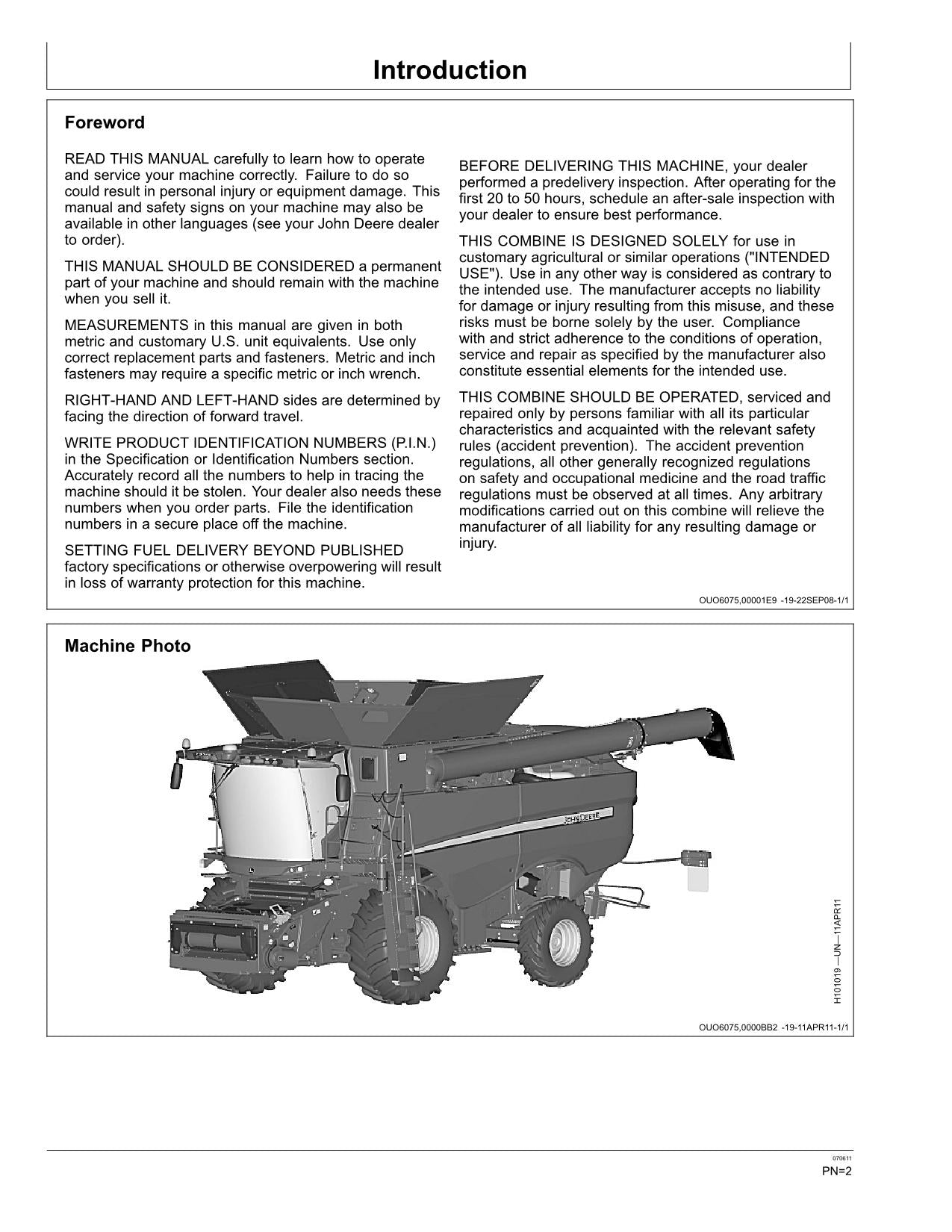 JOHN DEERE S660 STS MÄHDRESCHER-BETRIEBSHANDBUCH Nr. 2