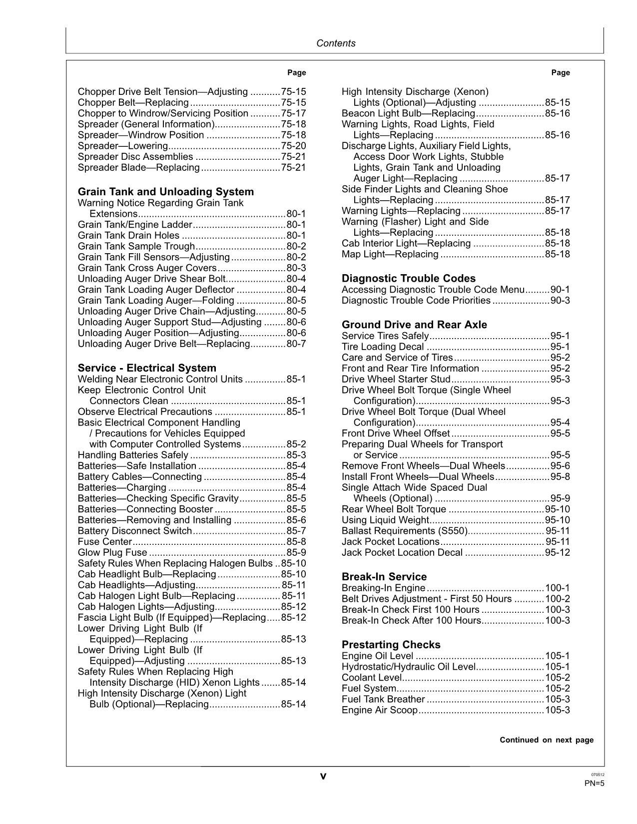 JOHN DEERE S550 MÄHDRESCHER-BETRIEBSHANDBUCH NR. 2