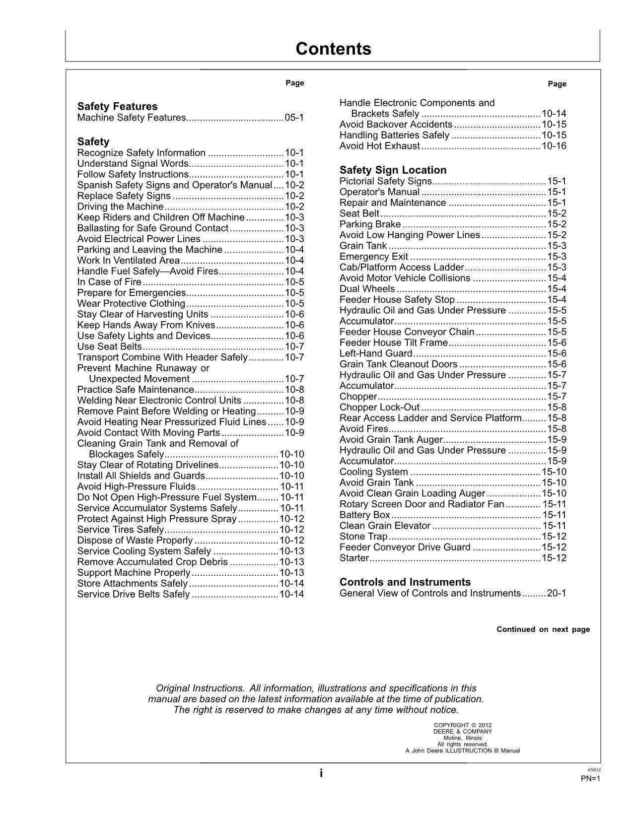 JOHN DEERE S550 MÄHDRESCHER-BETRIEBSHANDBUCH NR. 2