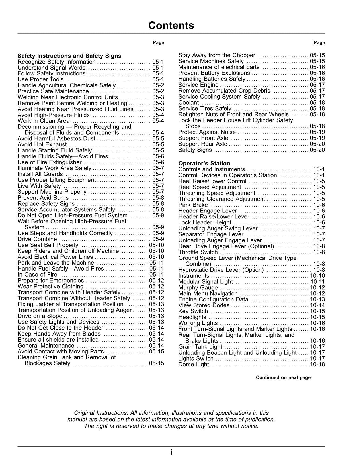 JOHN DEERE C230 4LZ-11 C230 4LZ-11A MÄHDRESCHER-BETRIEBSHANDBUCH