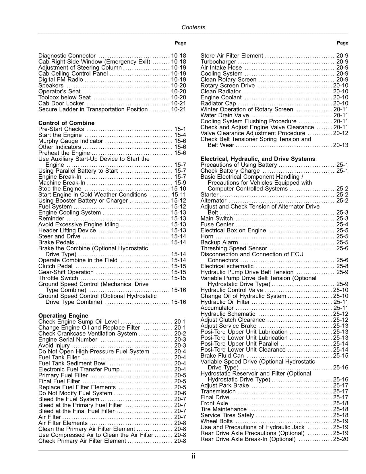 JOHN DEERE C230 4LZ-11 C230 4LZ-11A MÄHDRESCHER-BETRIEBSHANDBUCH