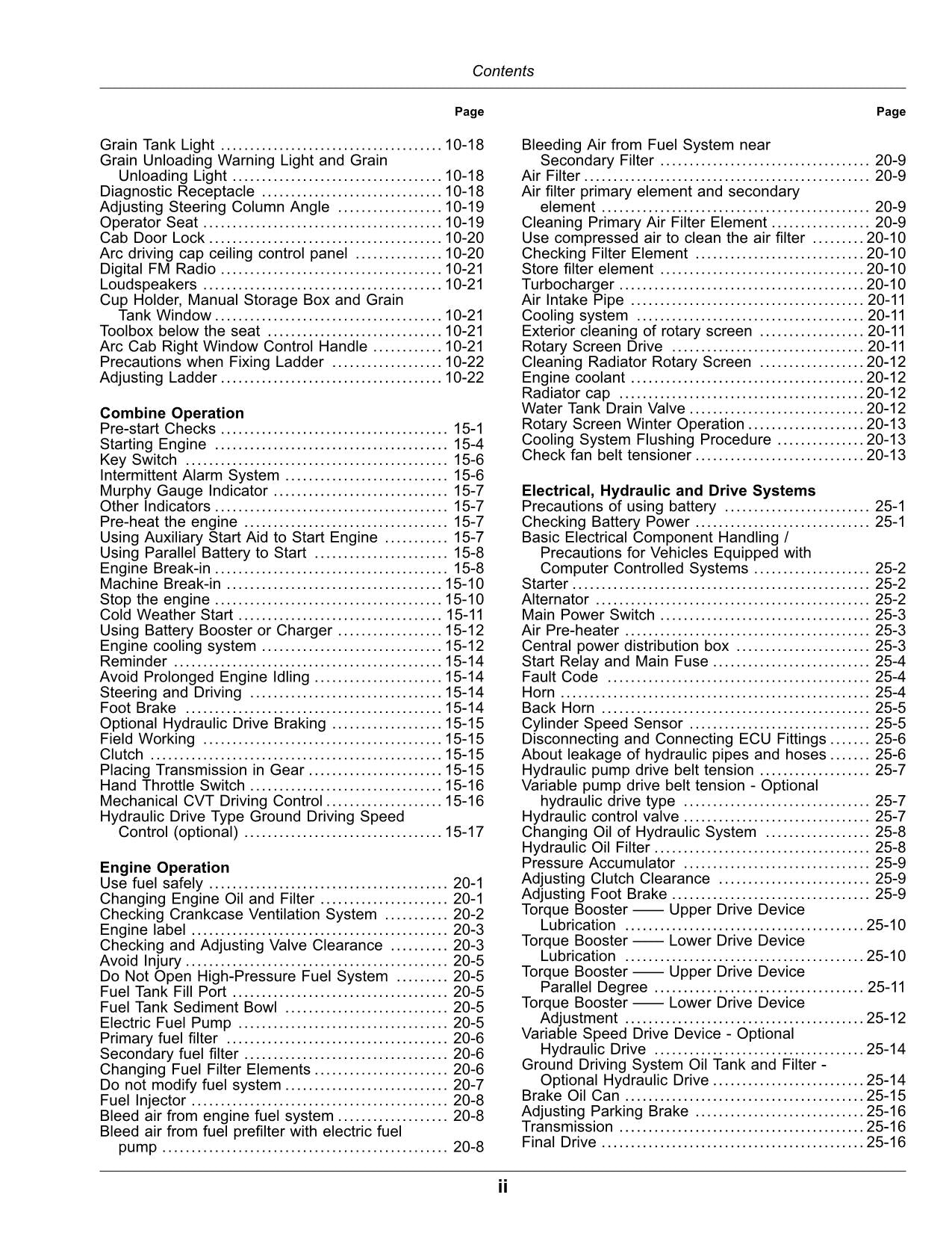 JOHN DEERE W210 4LZ-7 COMBINE OPERATOR MANUAL