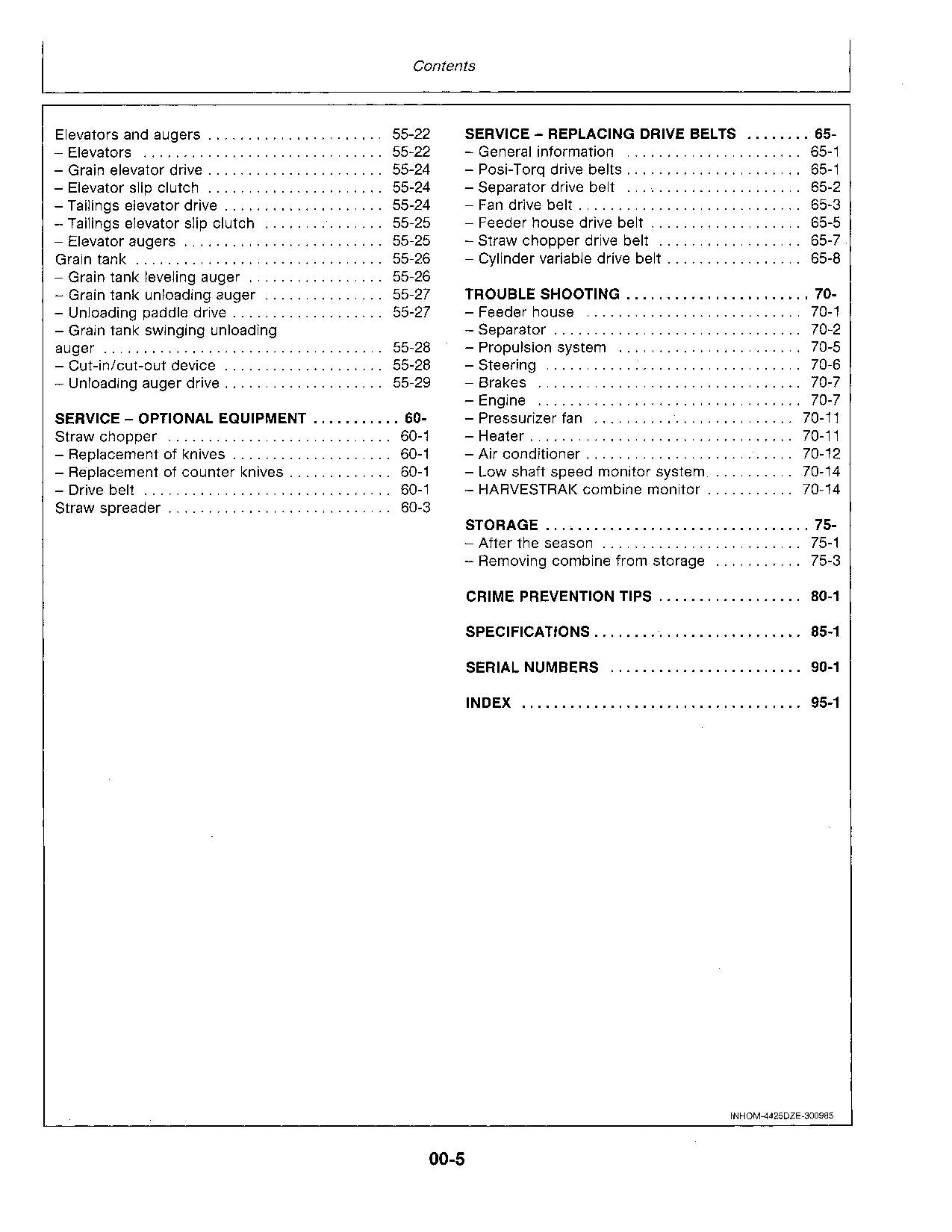 JOHN DEERE 4425 COMBINE OPERATOR MANUAL #1