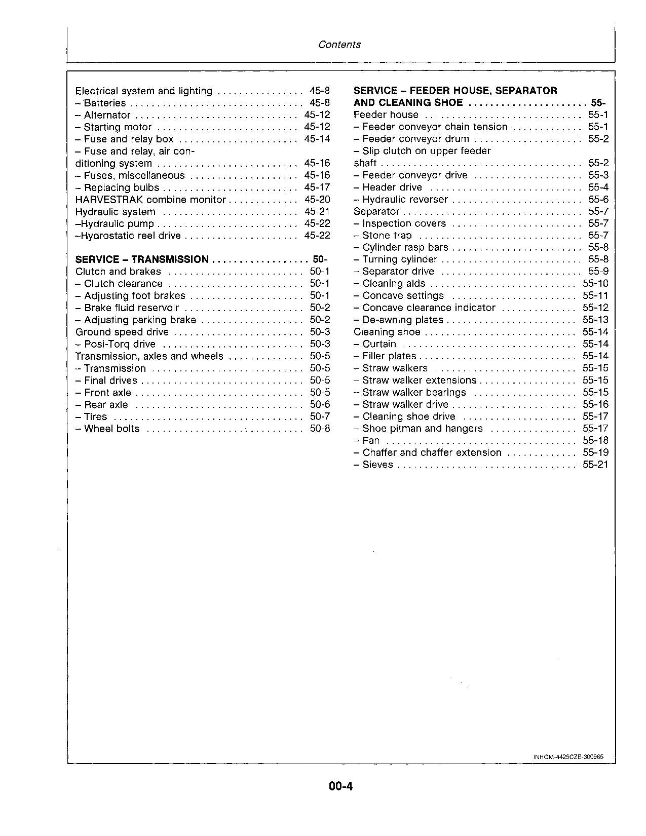 JOHN DEERE 4425 COMBINE OPERATOR MANUAL #1