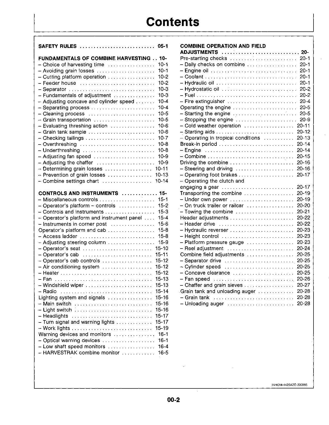 JOHN DEERE 4425 COMBINE OPERATOR MANUAL #1