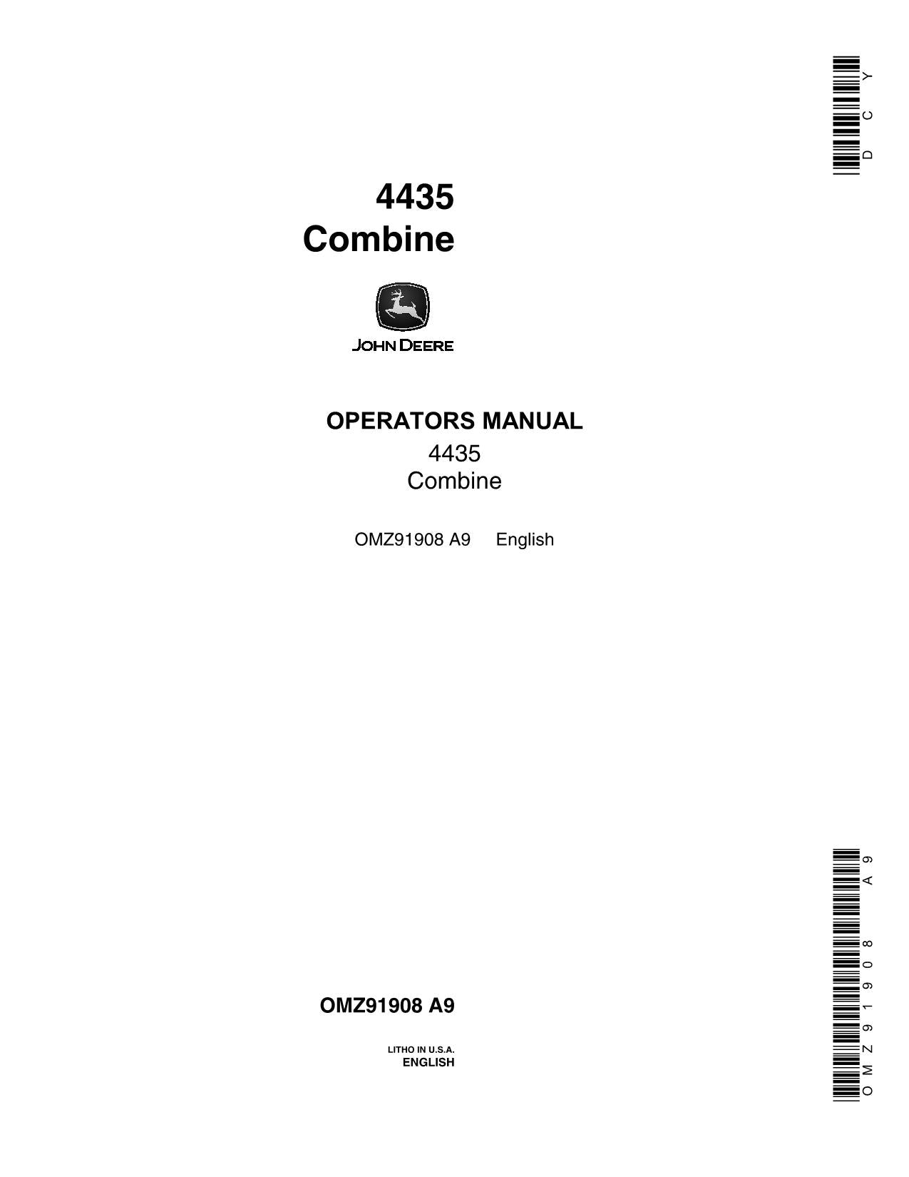 JOHN DEERE 4435 MÄHDRESCHER-BETRIEBSHANDBUCH Nr. 1