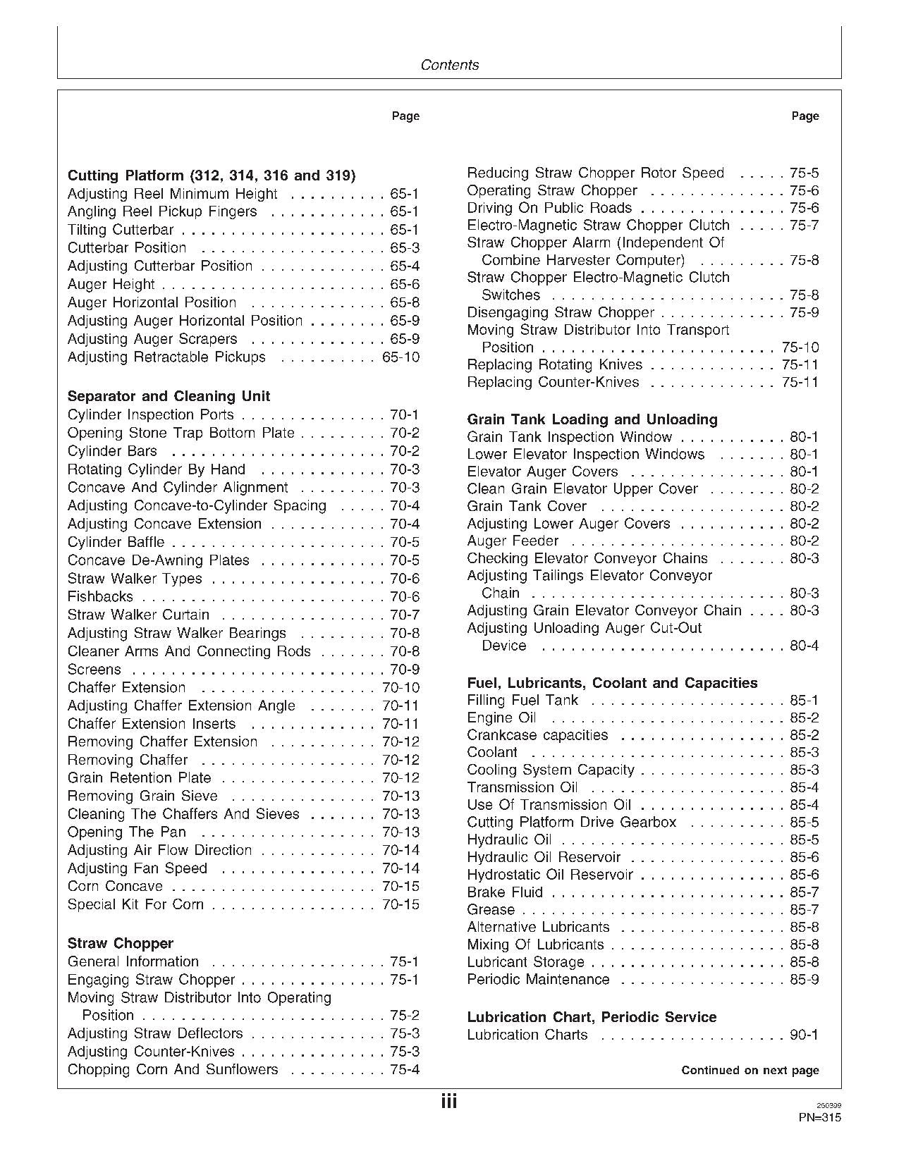 JOHN DEERE 1170 312 314 316 319 MÄHDRESCHER-BETRIEBSHANDBUCH