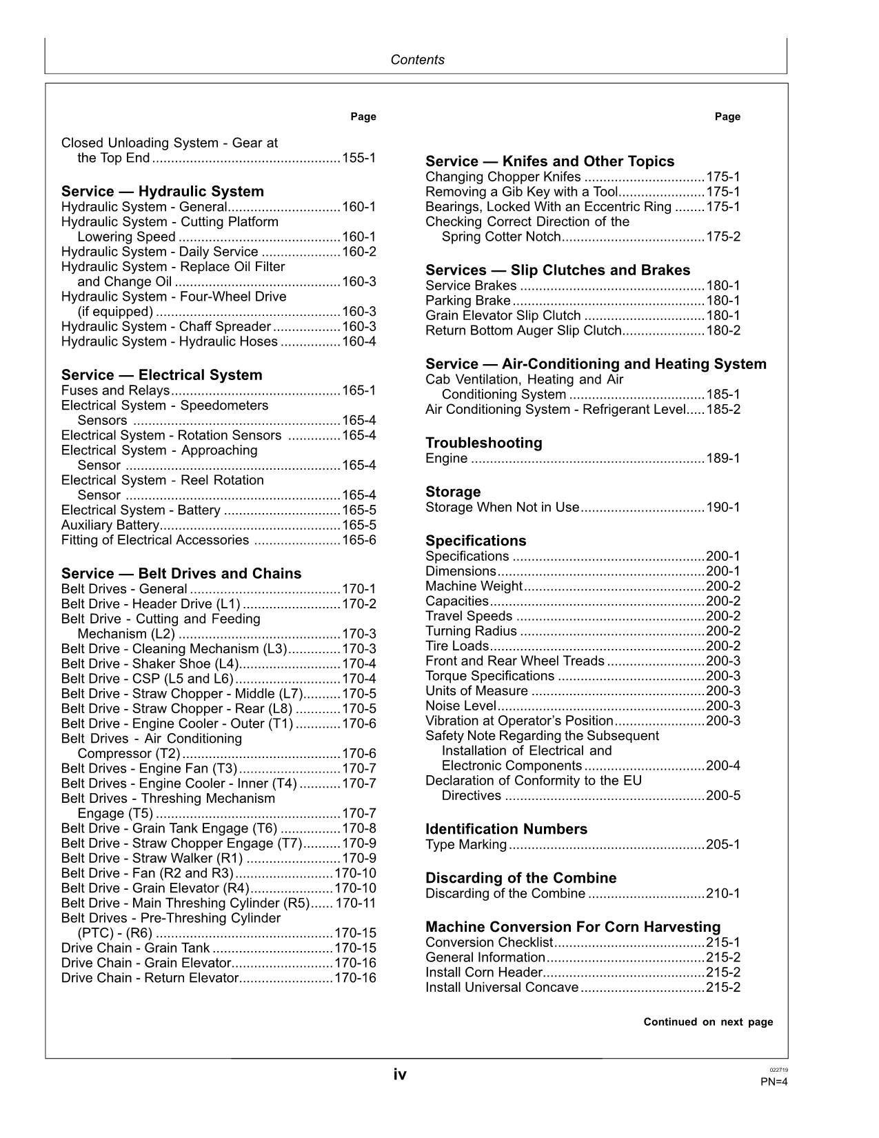 JOHN DEERE W440 MÄHDRESCHER-BETRIEBSHANDBUCH Nr. 2