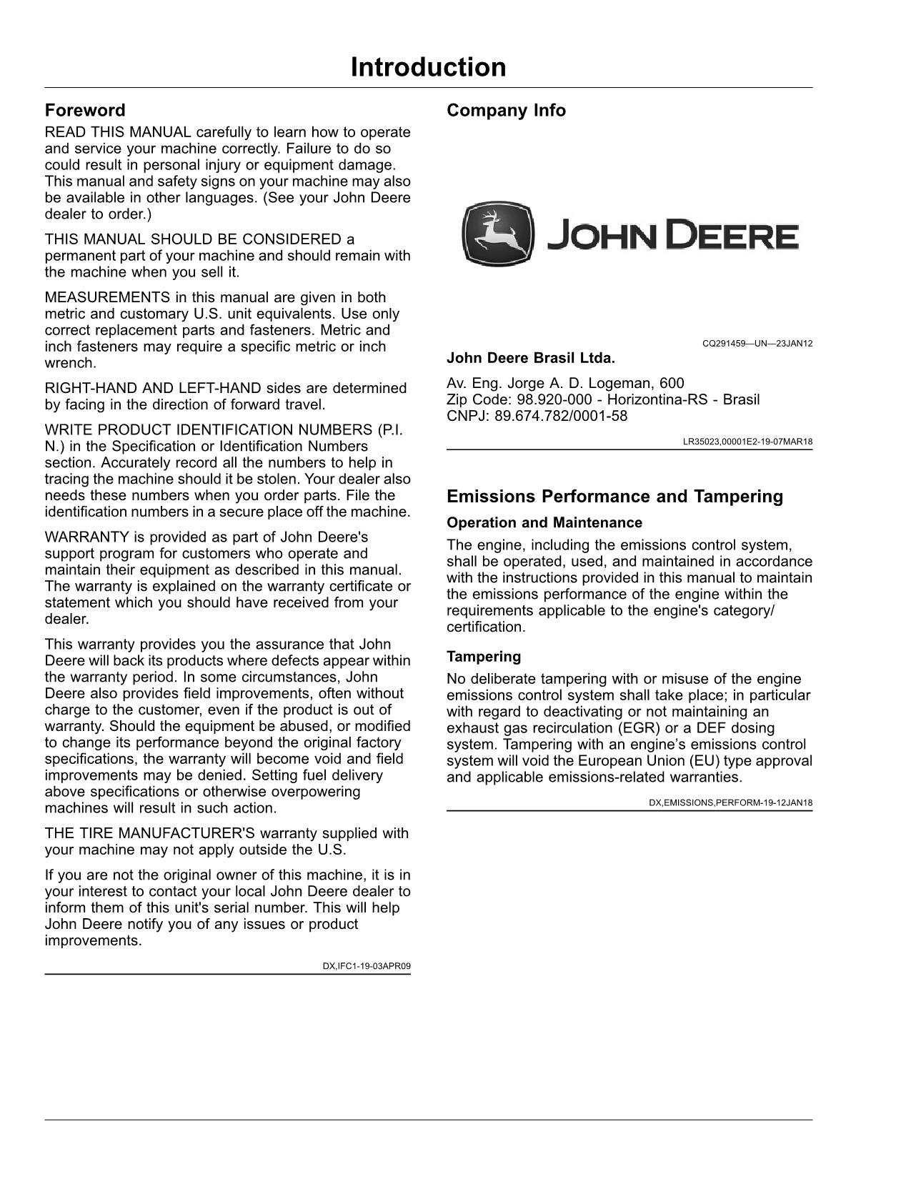 JOHN DEERE S760 S770 S780 S790 MÄHDRESCHER-BETRIEBSHANDBUCH Nr. 1