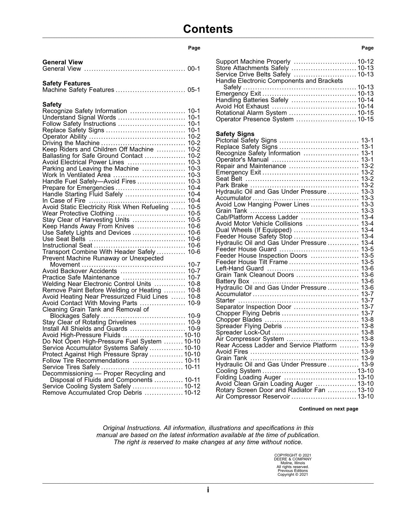 JOHN DEERE S760 S770 S780 S790 MÄHDRESCHER-BETRIEBSHANDBUCH Nr. 1