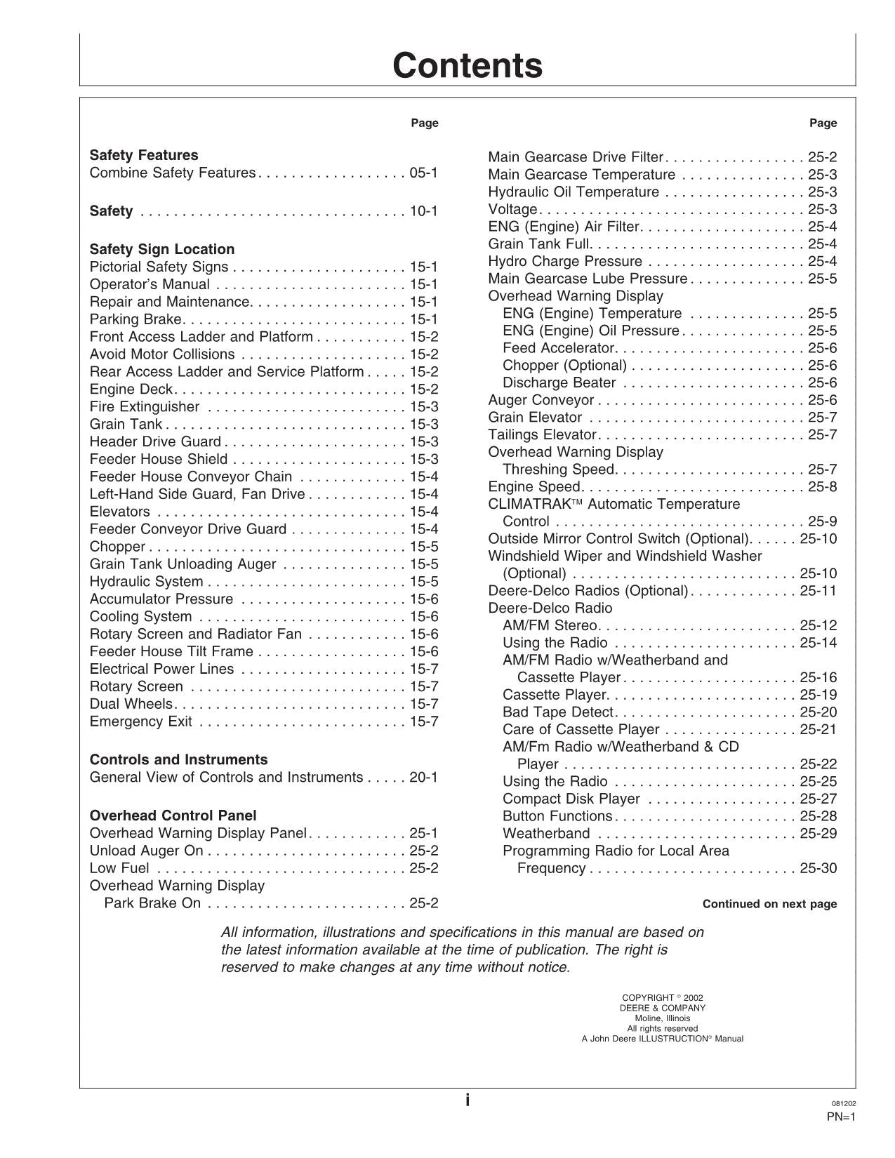 JOHN DEERE 9650 STS 9750 STS COMBINE OPERATOR MANUAL #2